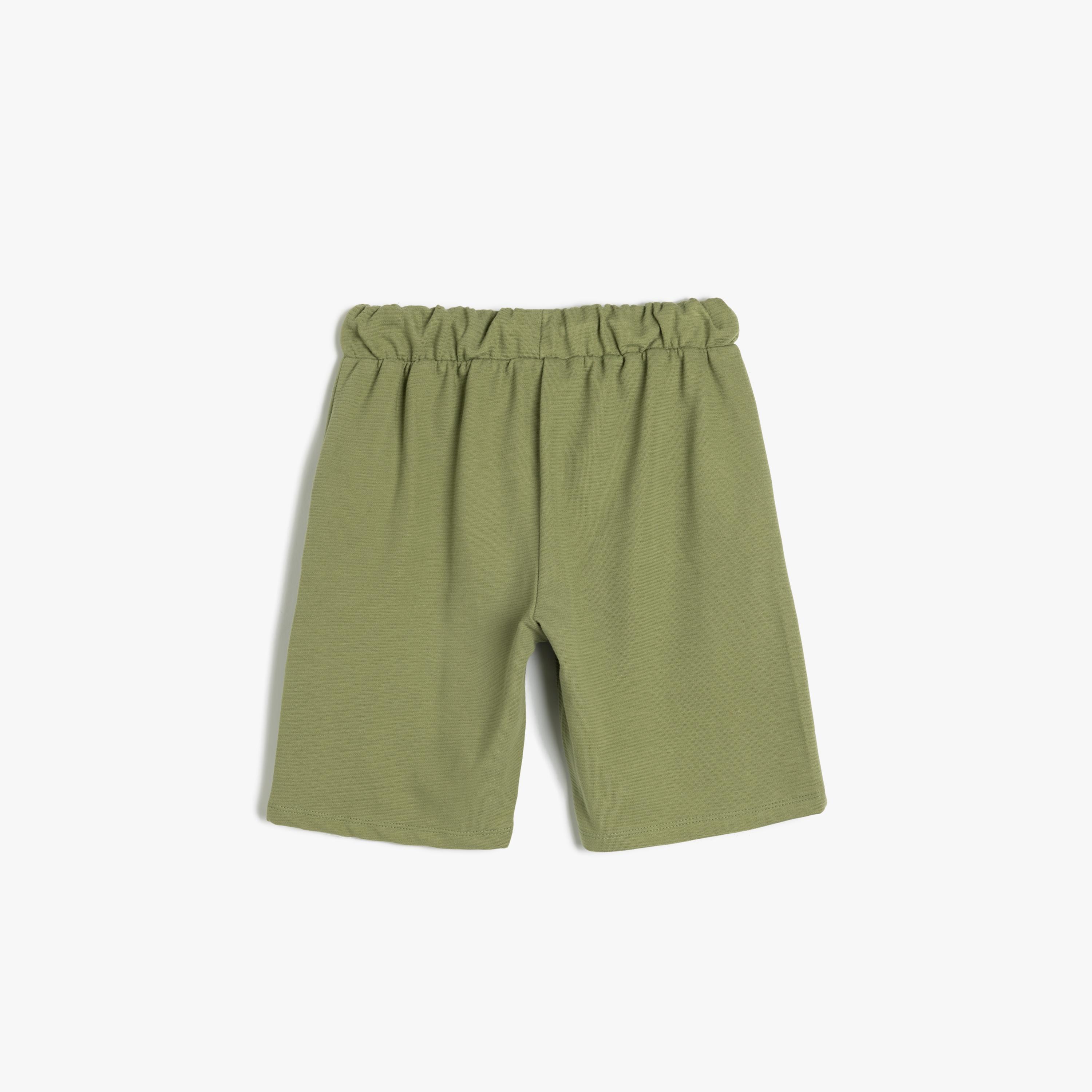 Koton Solid Elasticated Drawstring Shorts-boys-clothing-bottoms-shorts-image-2