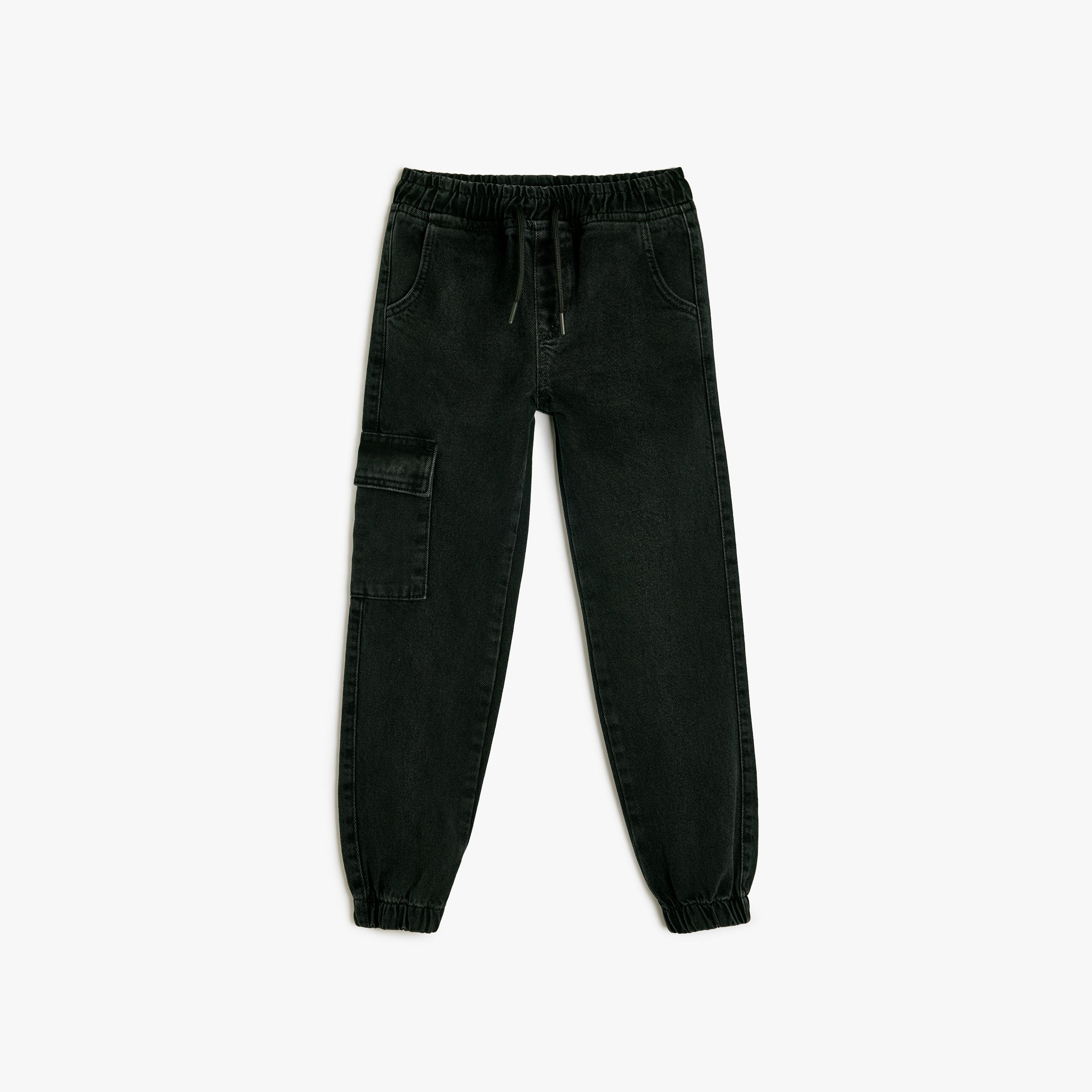 Koton Solid Elasticated Drawstring Joggers-boys-clothing-bottoms-joggersandtrackpants-image-1