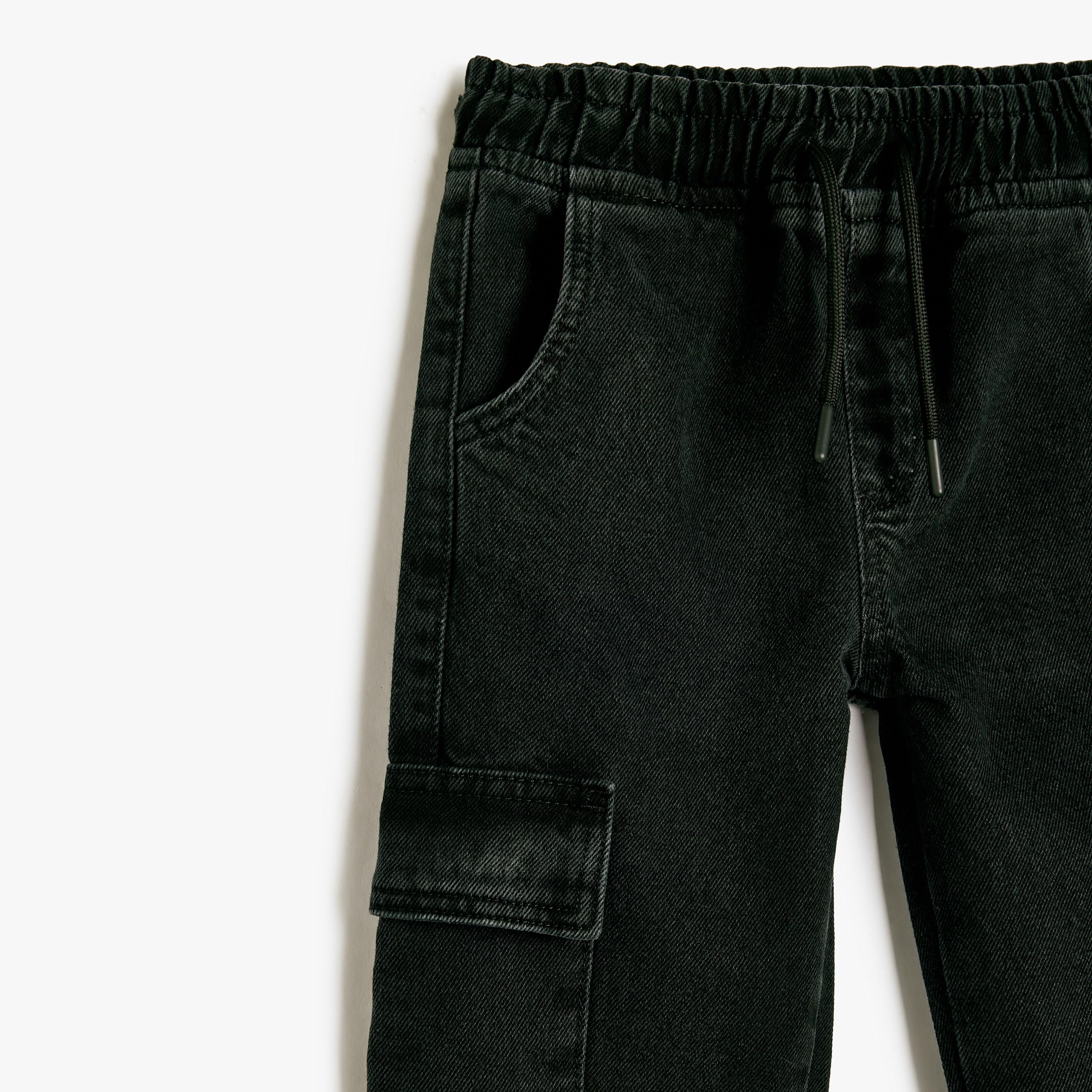 Koton Solid Elasticated Drawstring Joggers-boys-clothing-bottoms-joggersandtrackpants-image-3