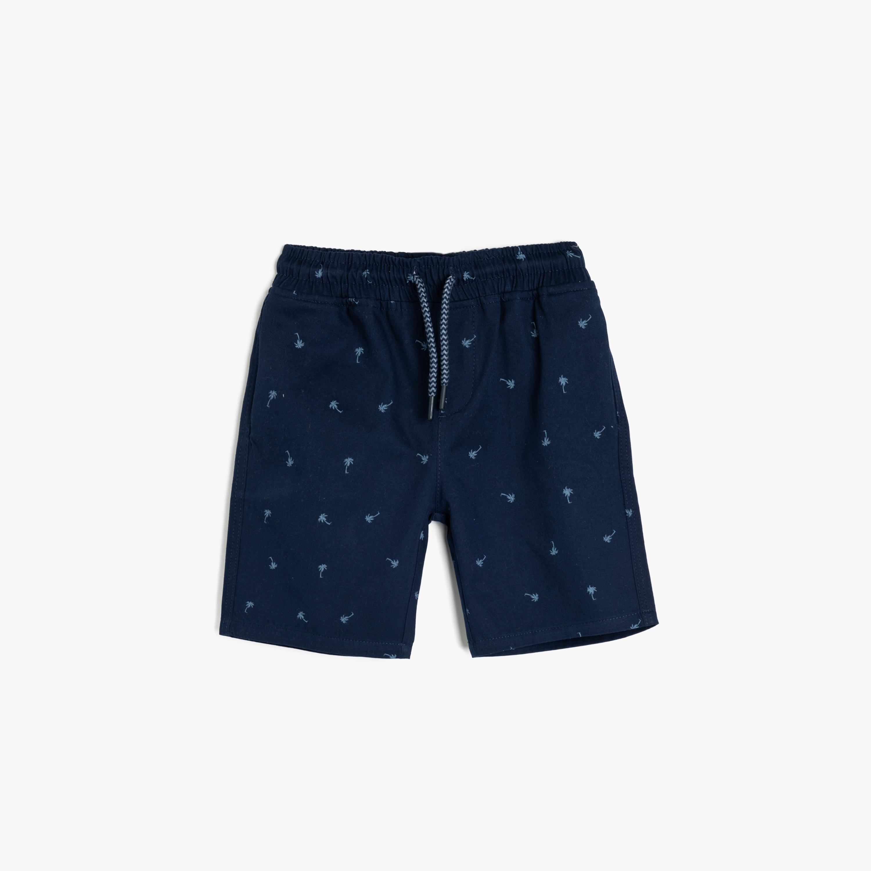 Koton Printed Elasticated Drawstring Shorts-boys-clothing-bottoms-shorts-image-1