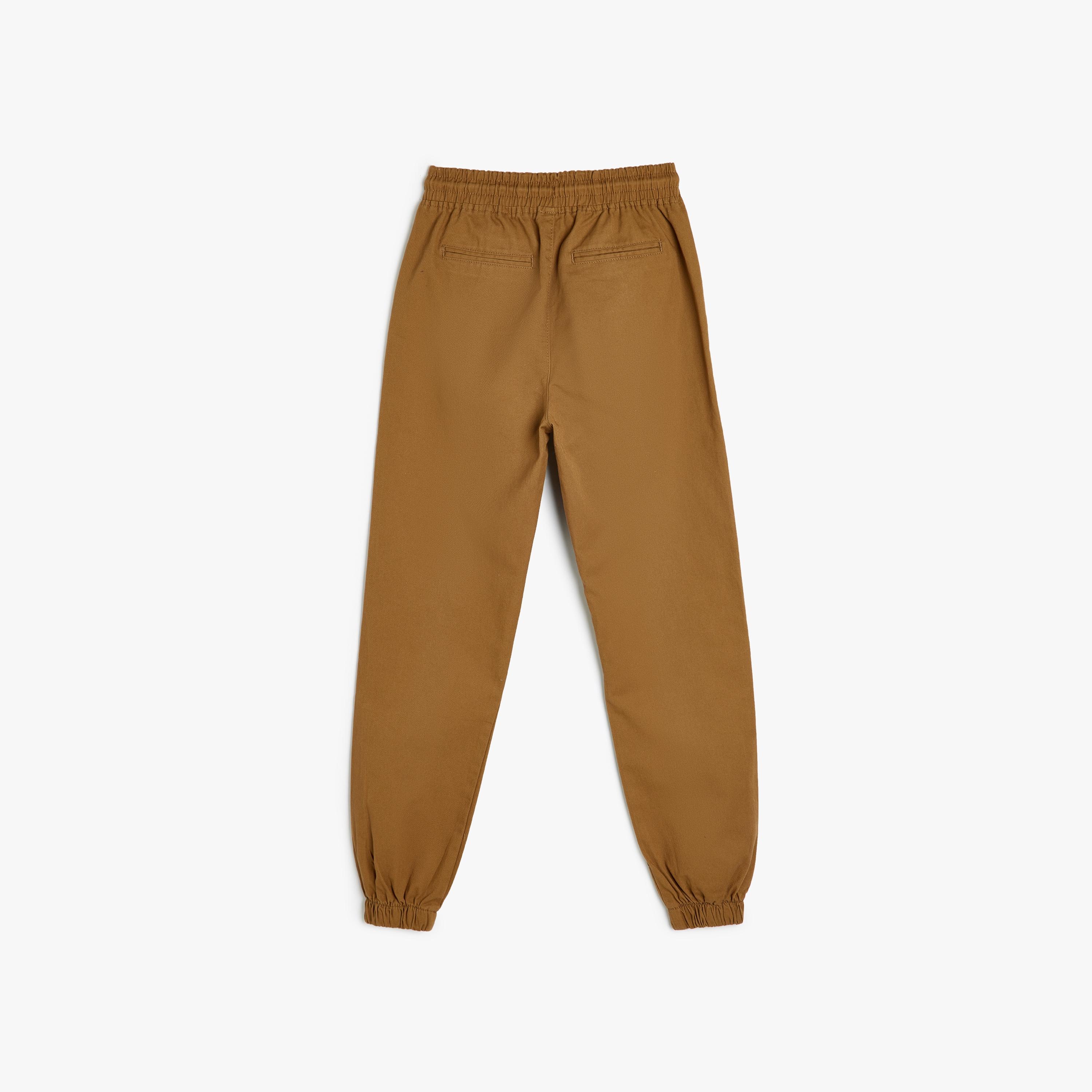 Koton Solid Elasticated Drawstring Joggers-boys-clothing-bottoms-joggersandtrackpants-image-2