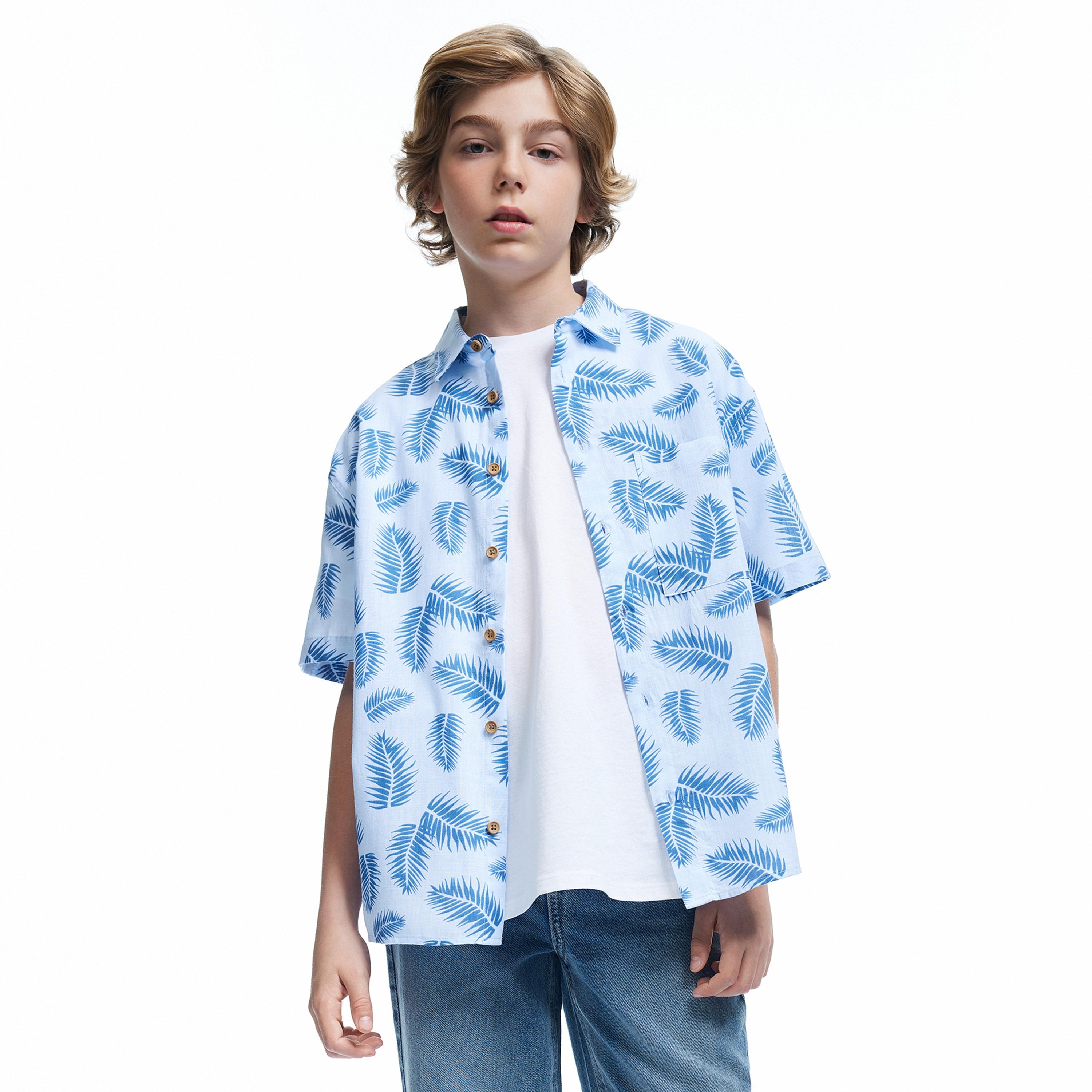 Koton Short Sleeves Collar Neck Floral Shirt-boys-clothing-shirts-image-1