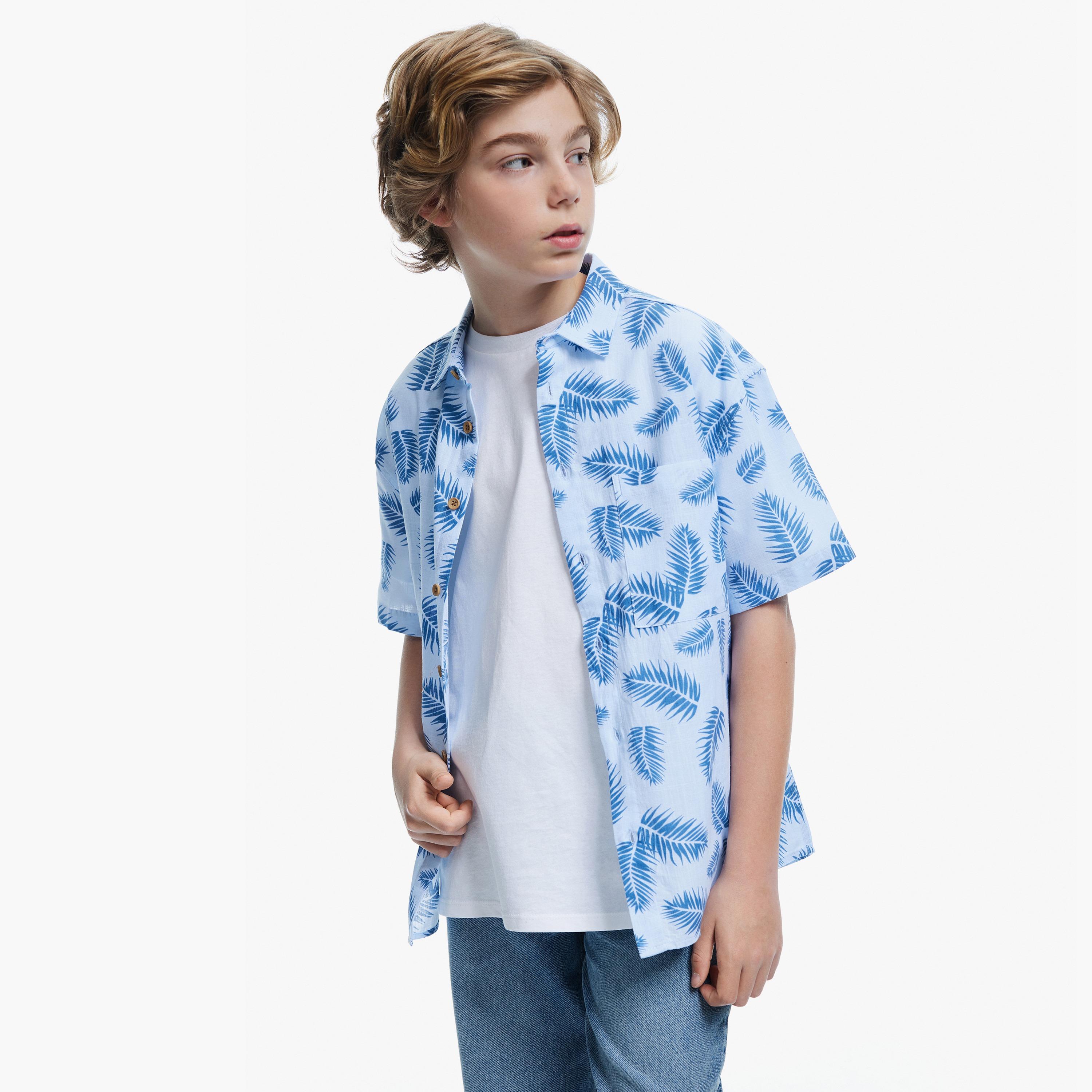 Koton Short Sleeves Collar Neck Floral Shirt-boys-clothing-shirts-image-3