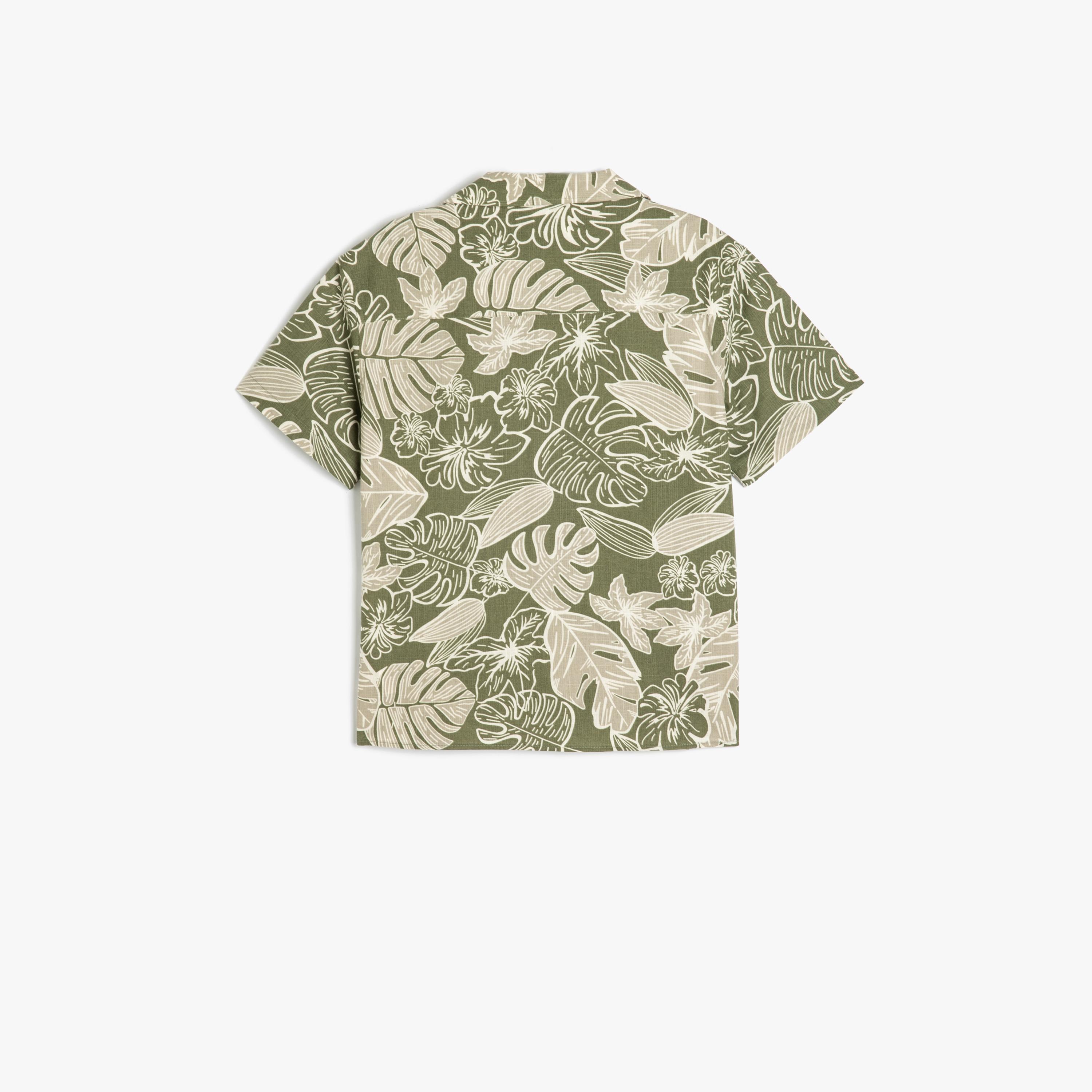 قميص بياقة وأكمام قصيرة، بنقشة زهور من كوتون-boys-clothing-shirts-image-2