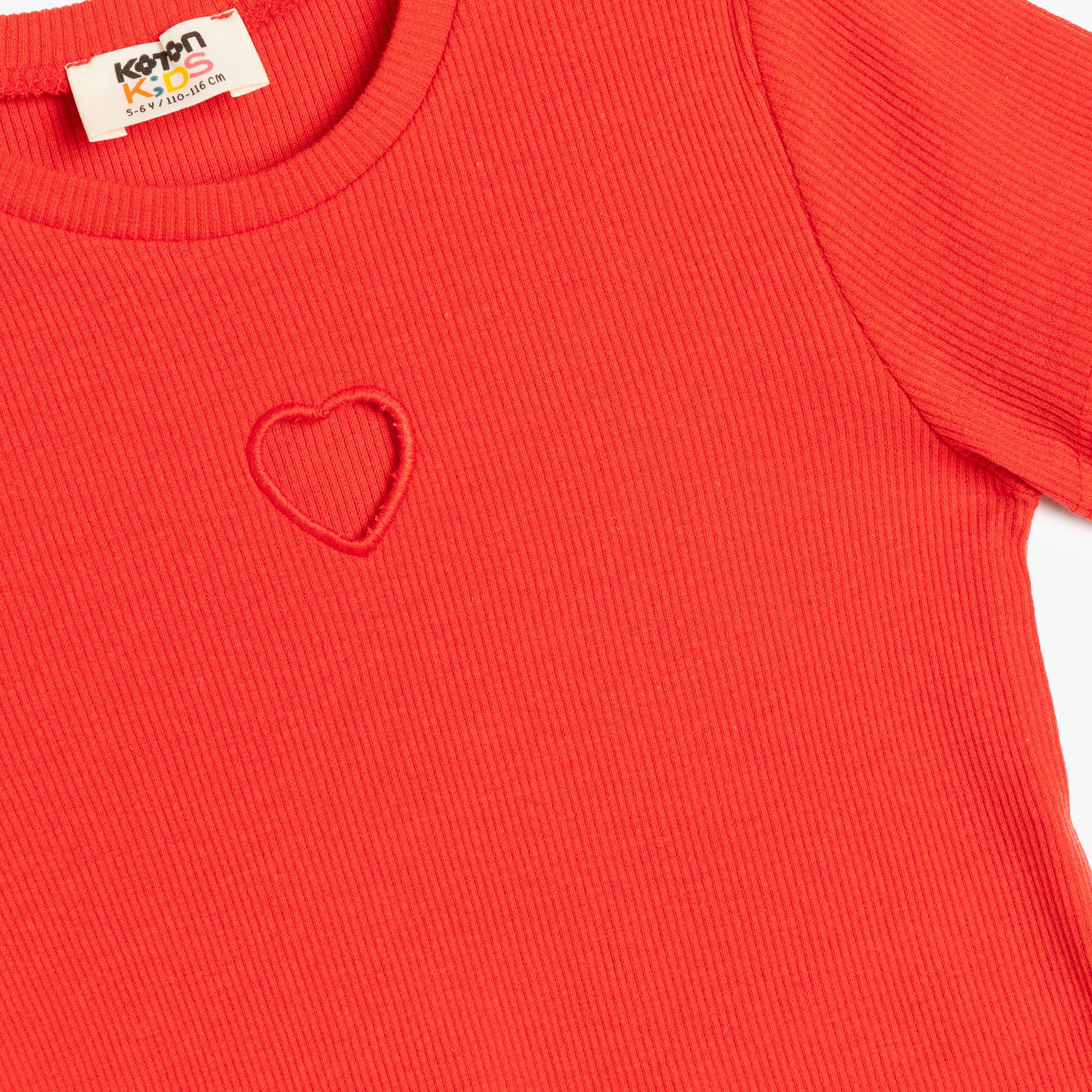Koton Short Sleeves Round Neck Solid T-Shirt-girls-clothing-tshirts-image-3