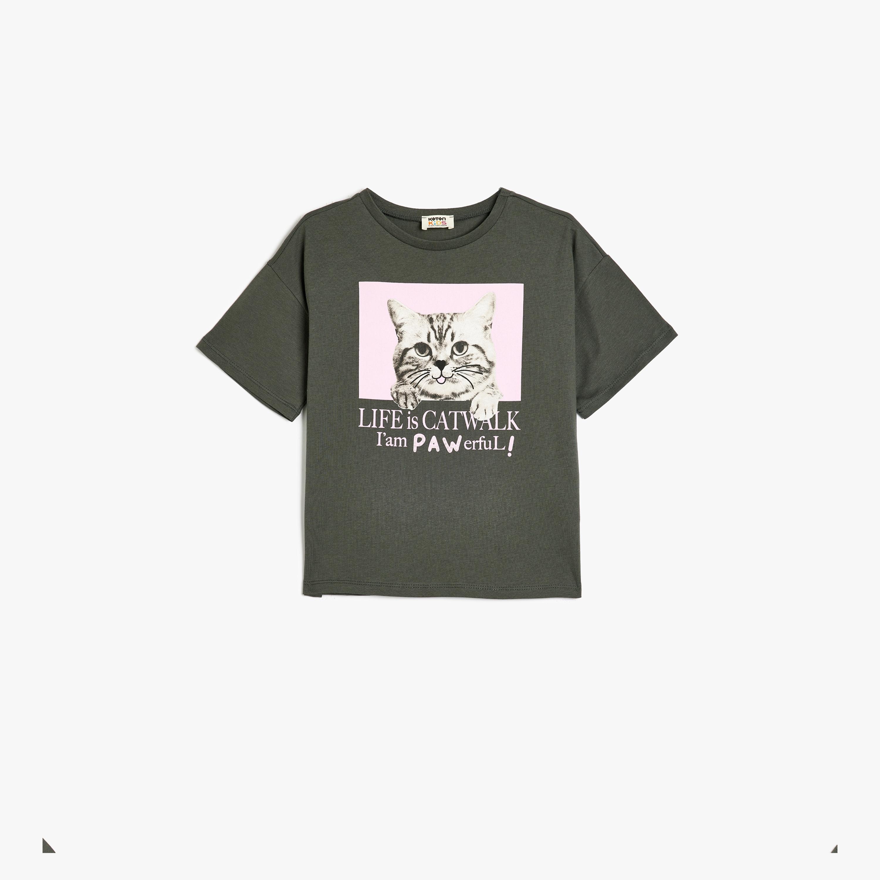 Koton Short Sleeves Round Neck Printed T-Shirt-girls-clothing-tshirts-image-1