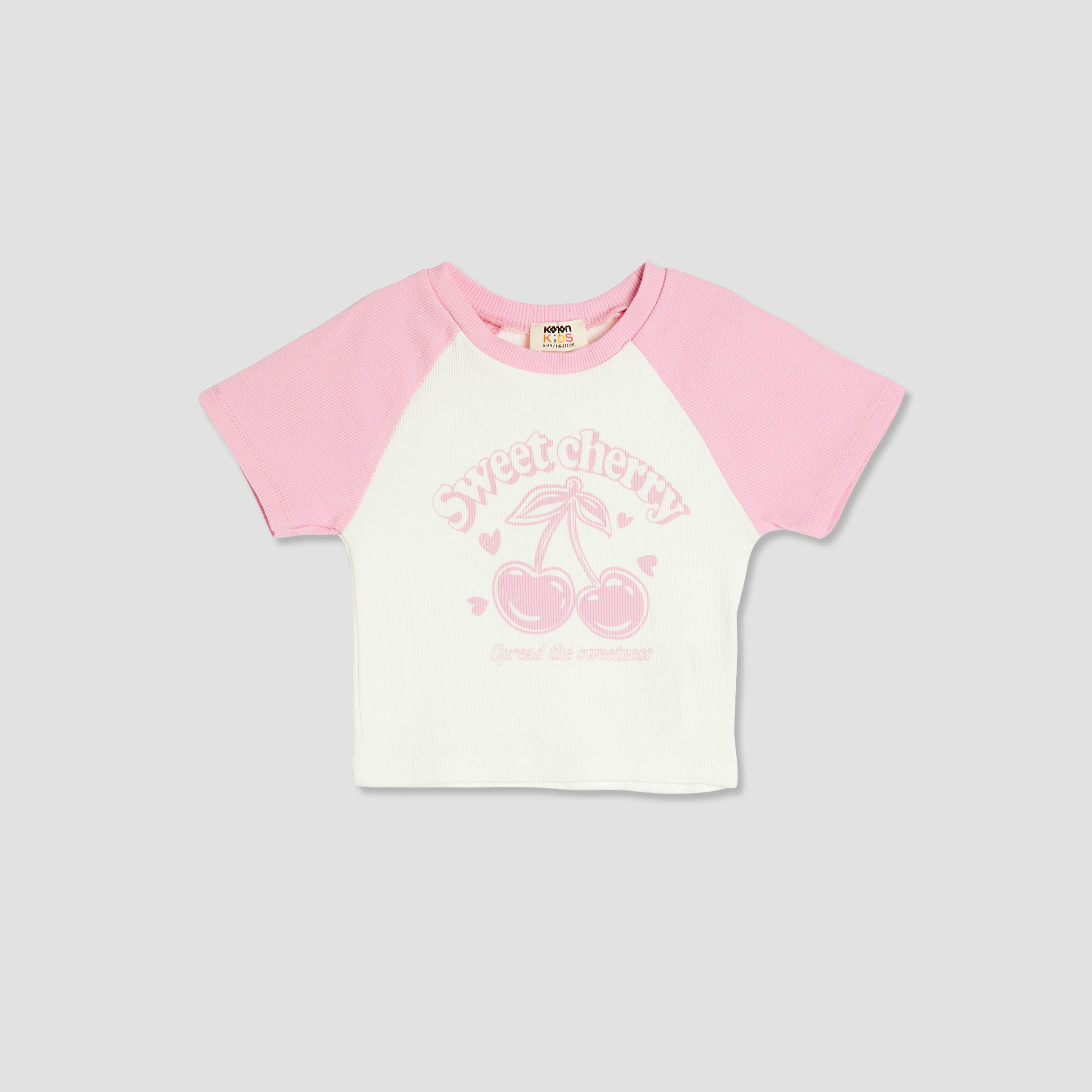 Koton Short Sleeves Round Neck Printed T-Shirt-girls-clothing-tshirts-image-1