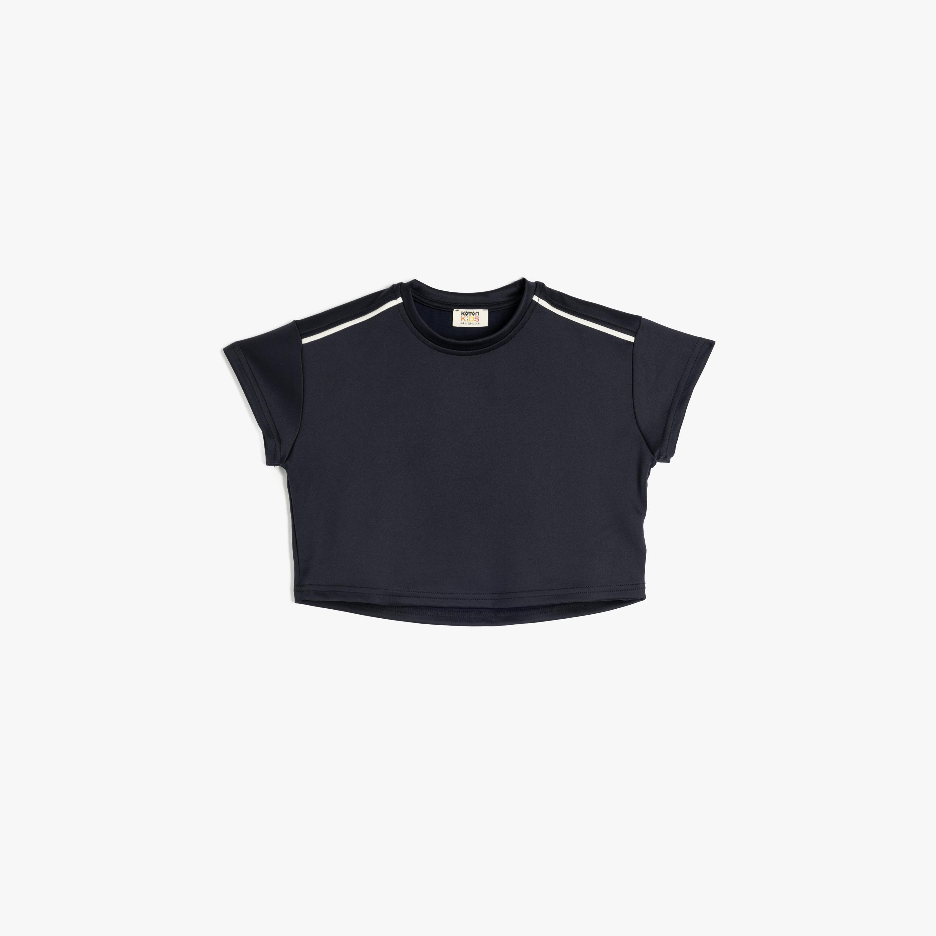تيشيرت بياقة دائرية وأكمام قصيرة، سادة من كوتون-girls-clothing-tshirts-image-3