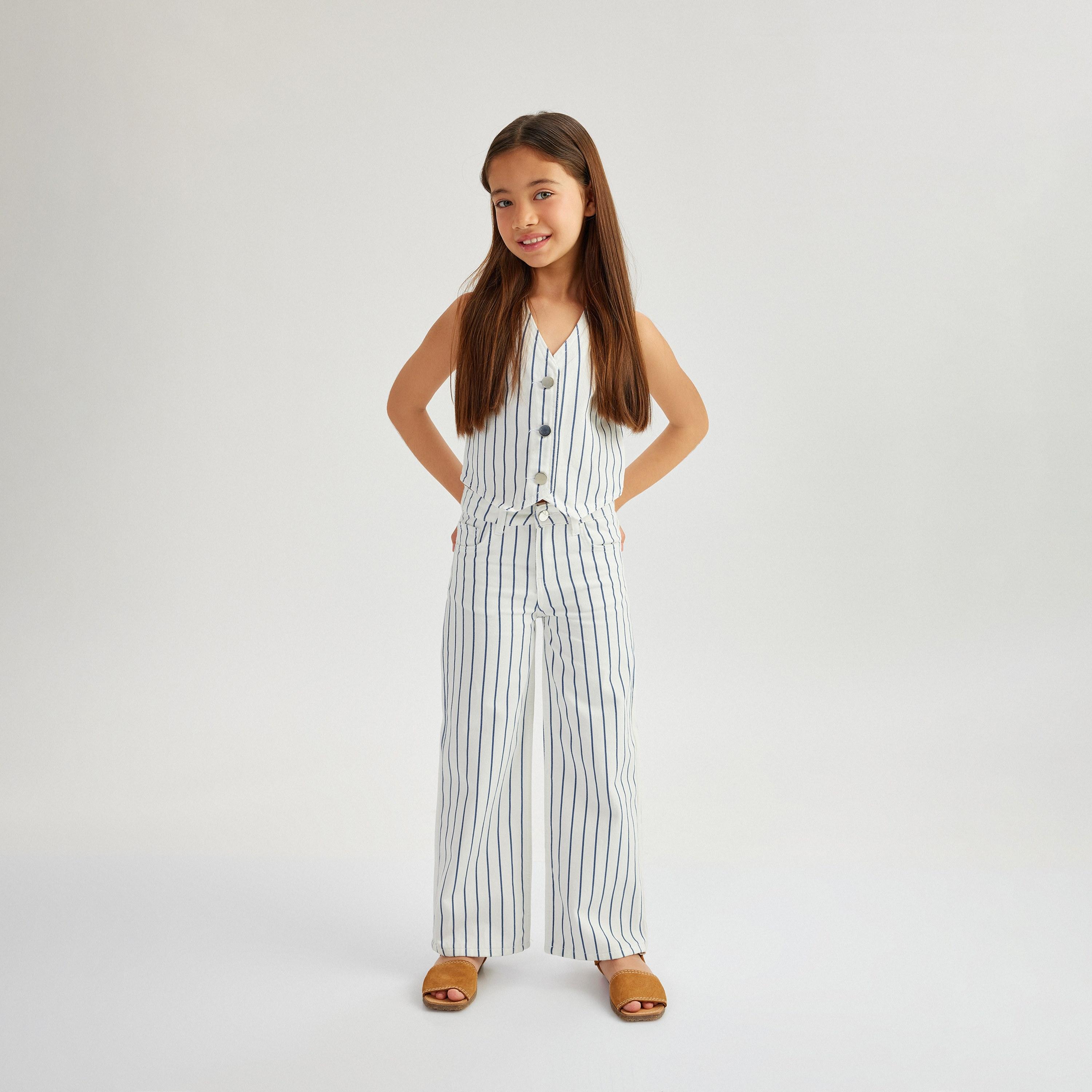 Koton Sleeveless V-Neck Neck Striped Vest-girls-clothing-blousesandshirts-image-2