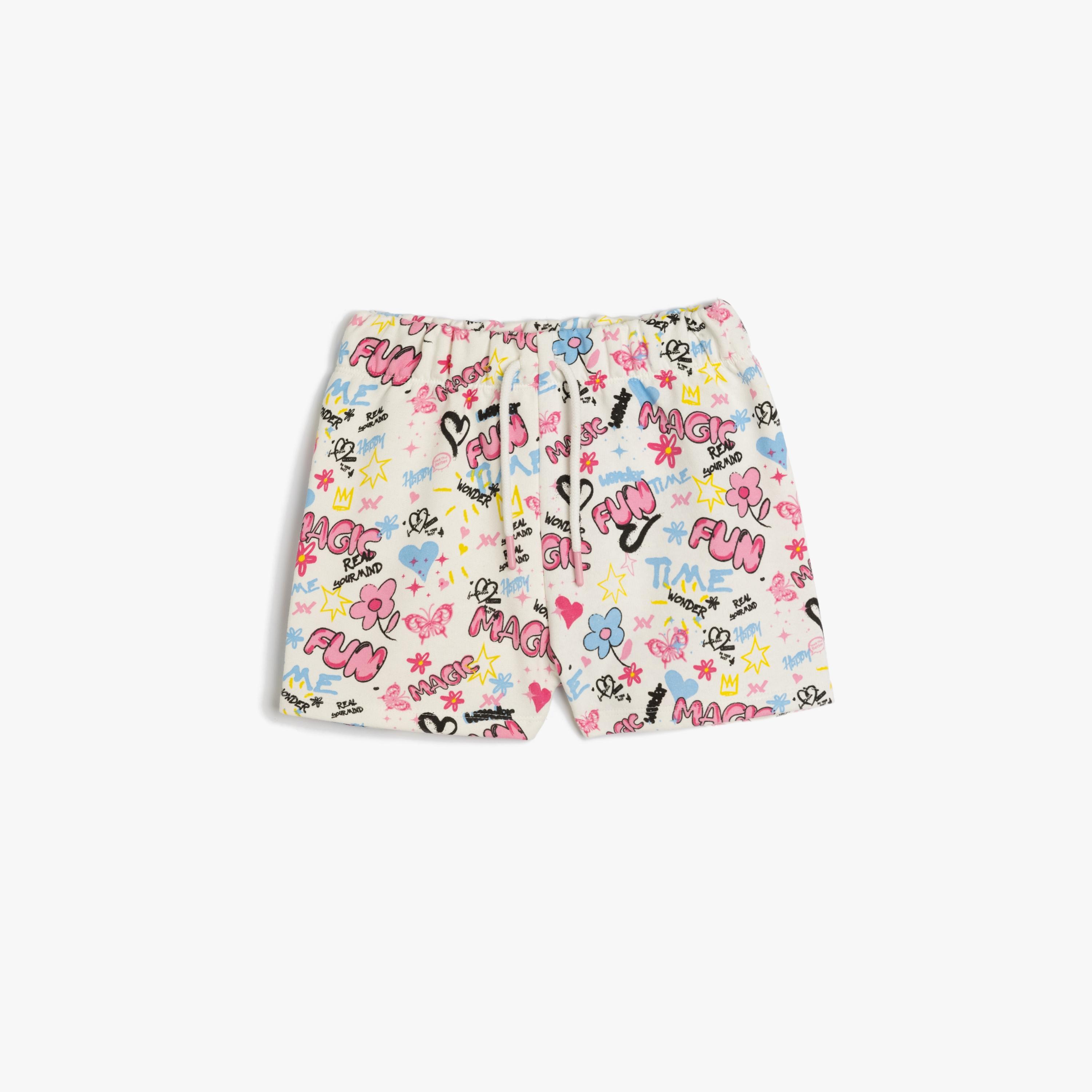 Koton Printed Elasticated Drawstring Shorts-girls-clothing-bottoms-shorts-image-1