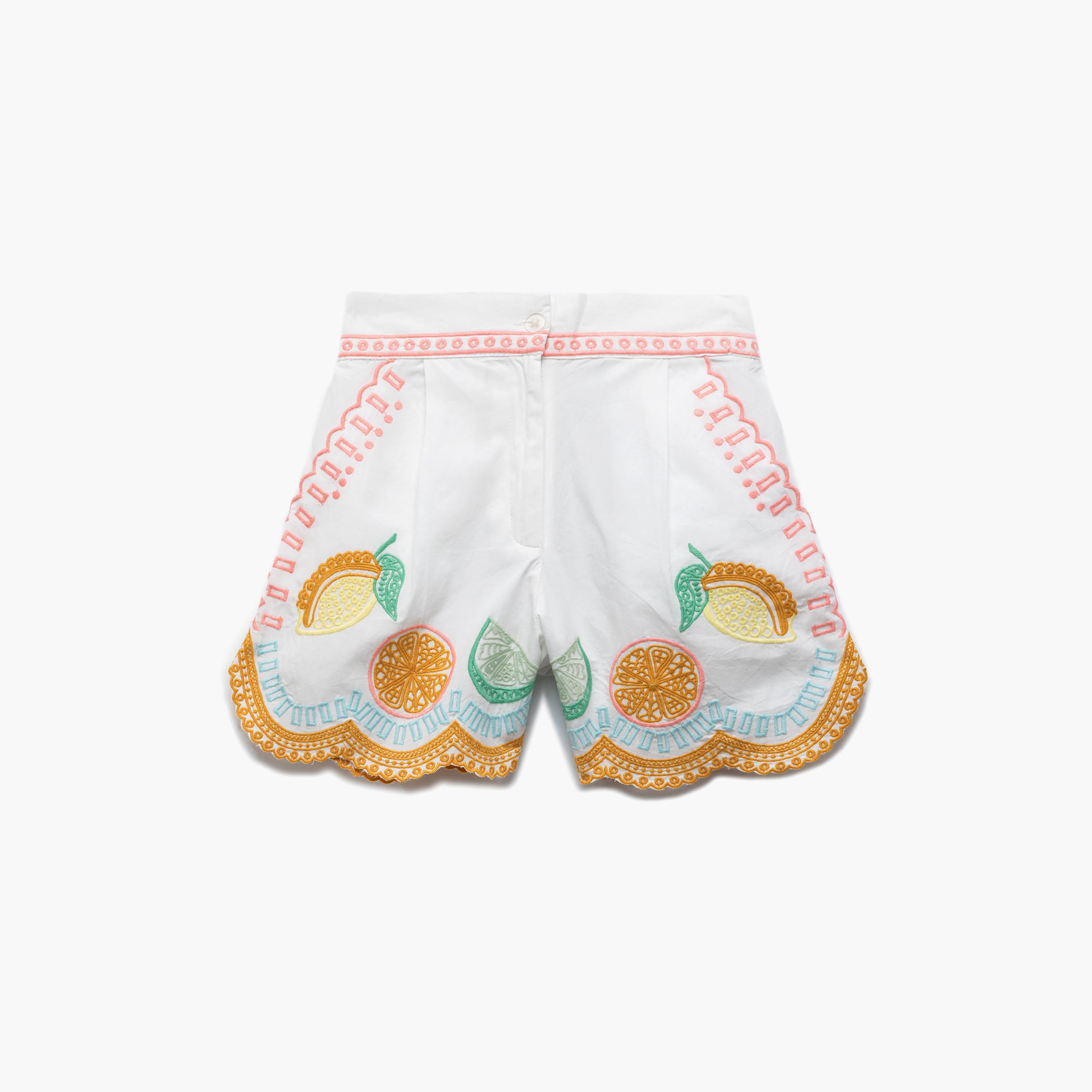 Koton Embroidered Fruit Patterned Elastic Waist Shorts-girls-clothing-bottoms-shorts-image-1