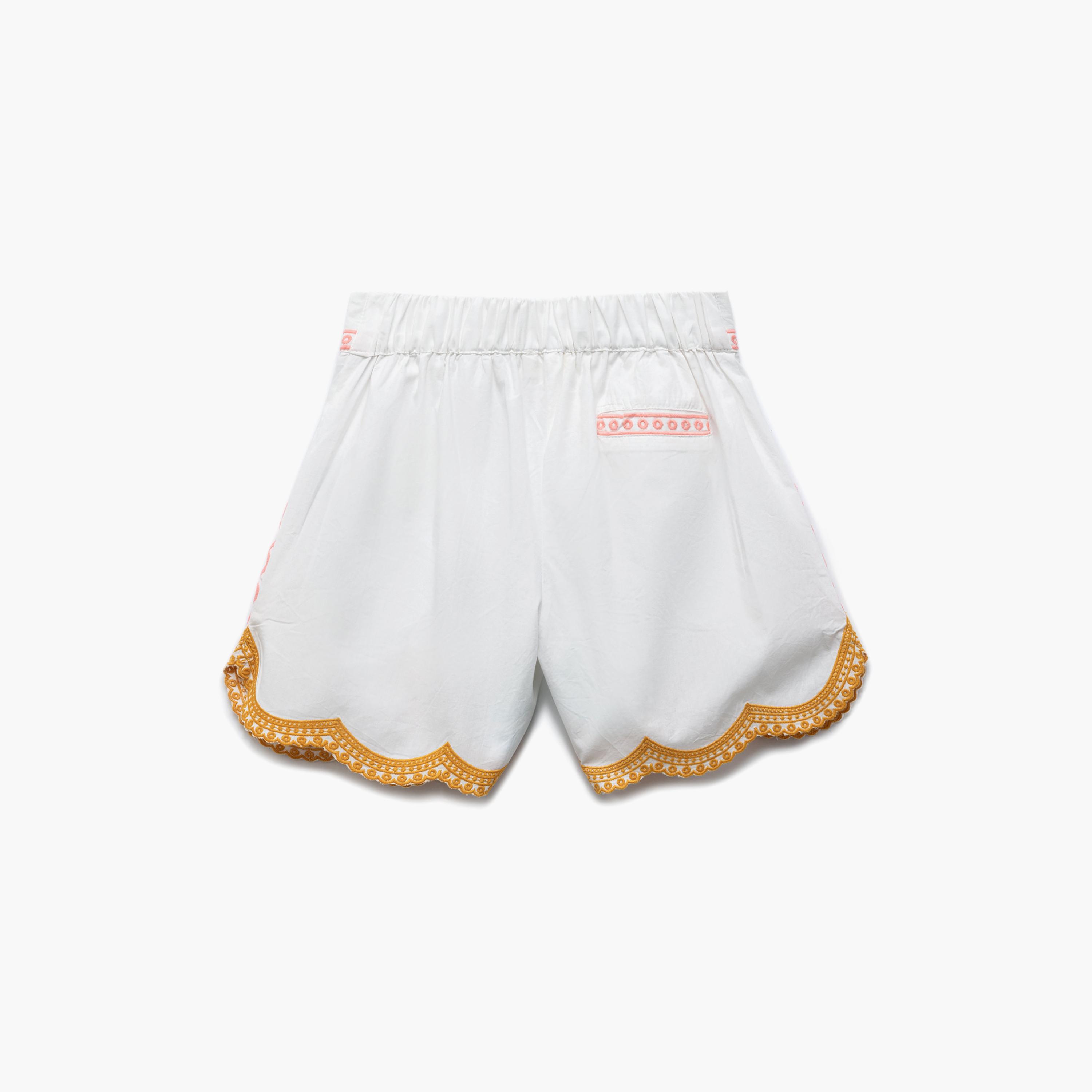 Koton Embroidered Fruit Patterned Elastic Waist Shorts-girls-clothing-bottoms-shorts-image-2