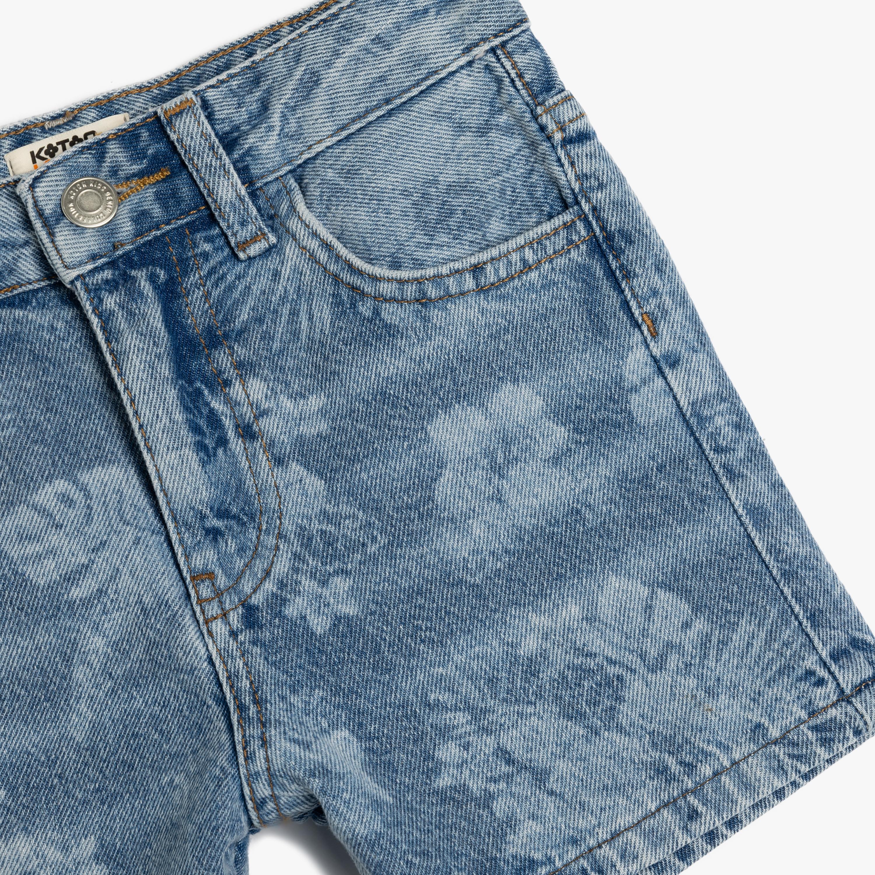 Koton Floral Buttoned Shorts-girls-clothing-bottoms-shorts-image-3