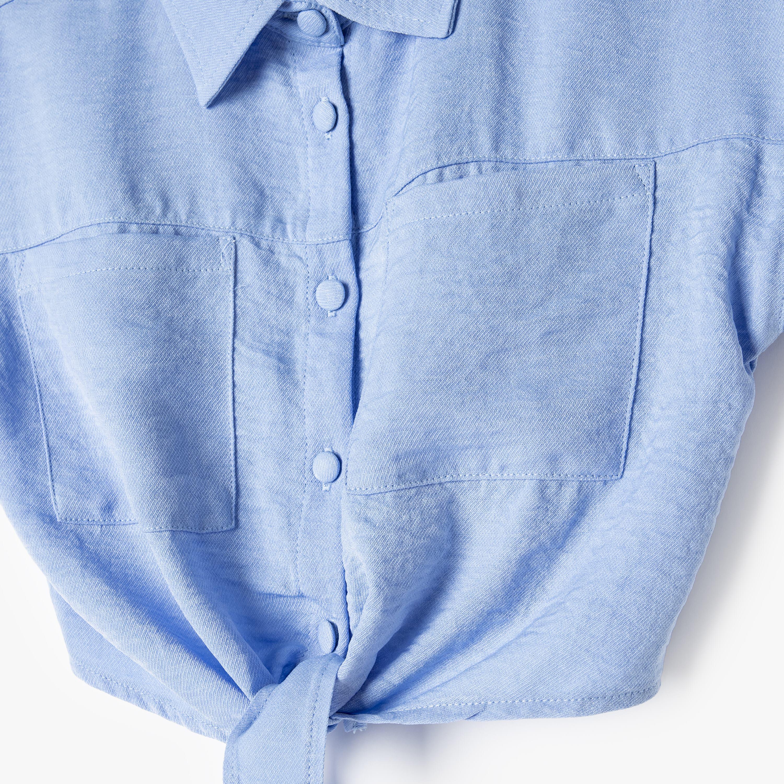 Koton Short Sleeves Collar Neck Solid Shirt-girls-clothing-blousesandshirts-image-3