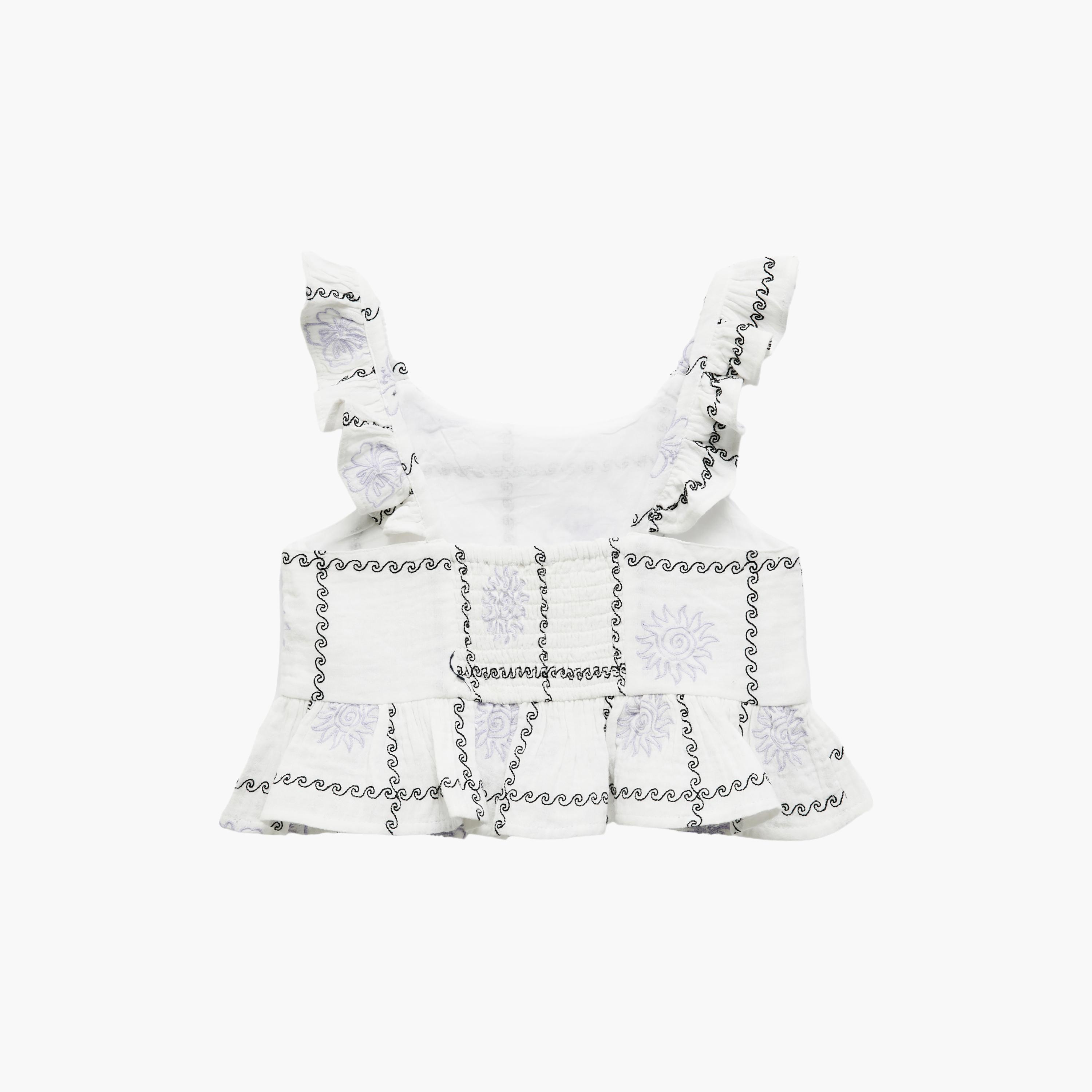 Koton Strapped Sleeves Printed Crop Top-girls-clothing-blousesandshirts-image-2
