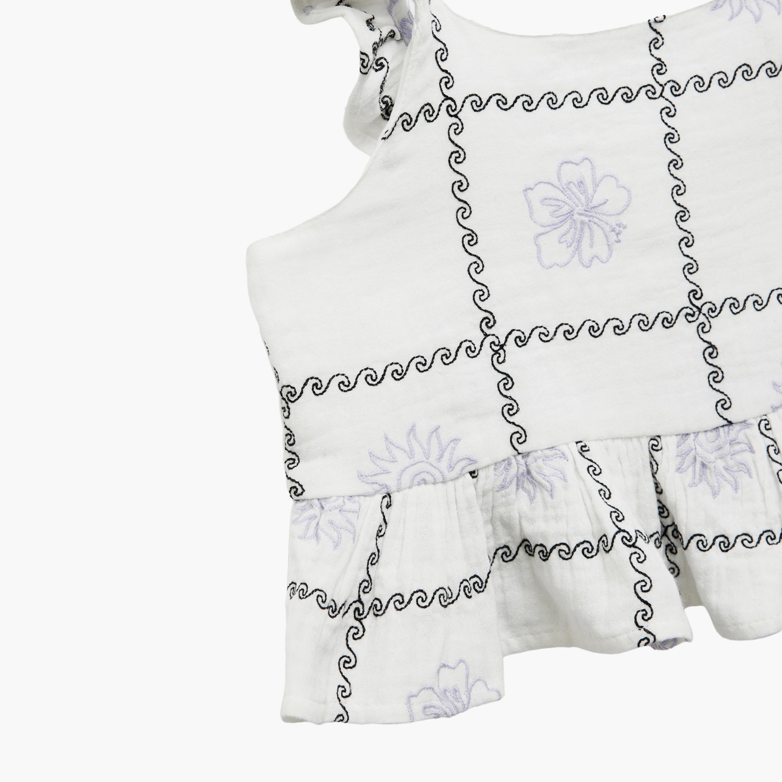 Koton Strapped Sleeves Printed Crop Top-girls-clothing-blousesandshirts-image-3