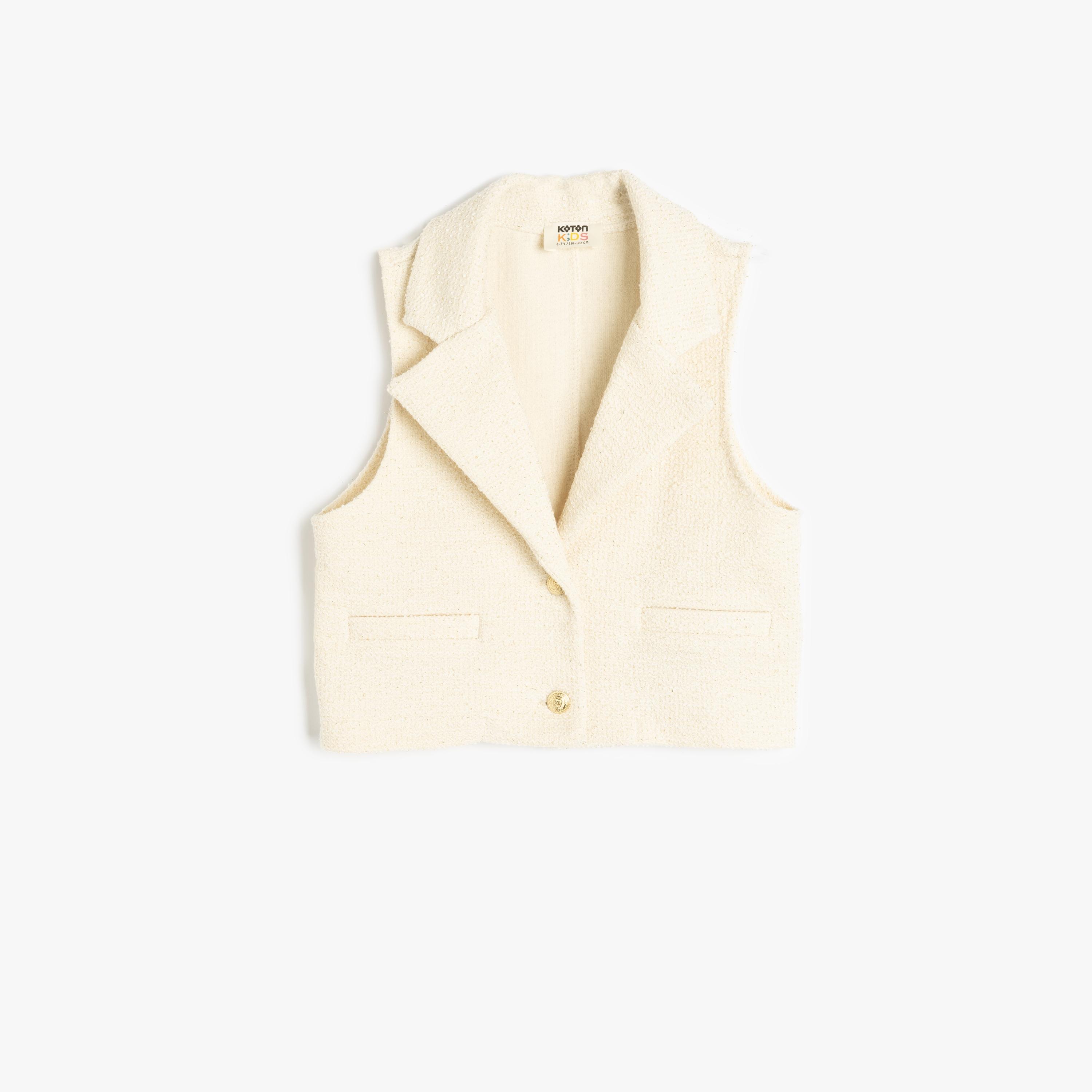 Koton Sleeveless V-Neck Neck Solid Vest-girls-clothing-blousesandshirts-image-3