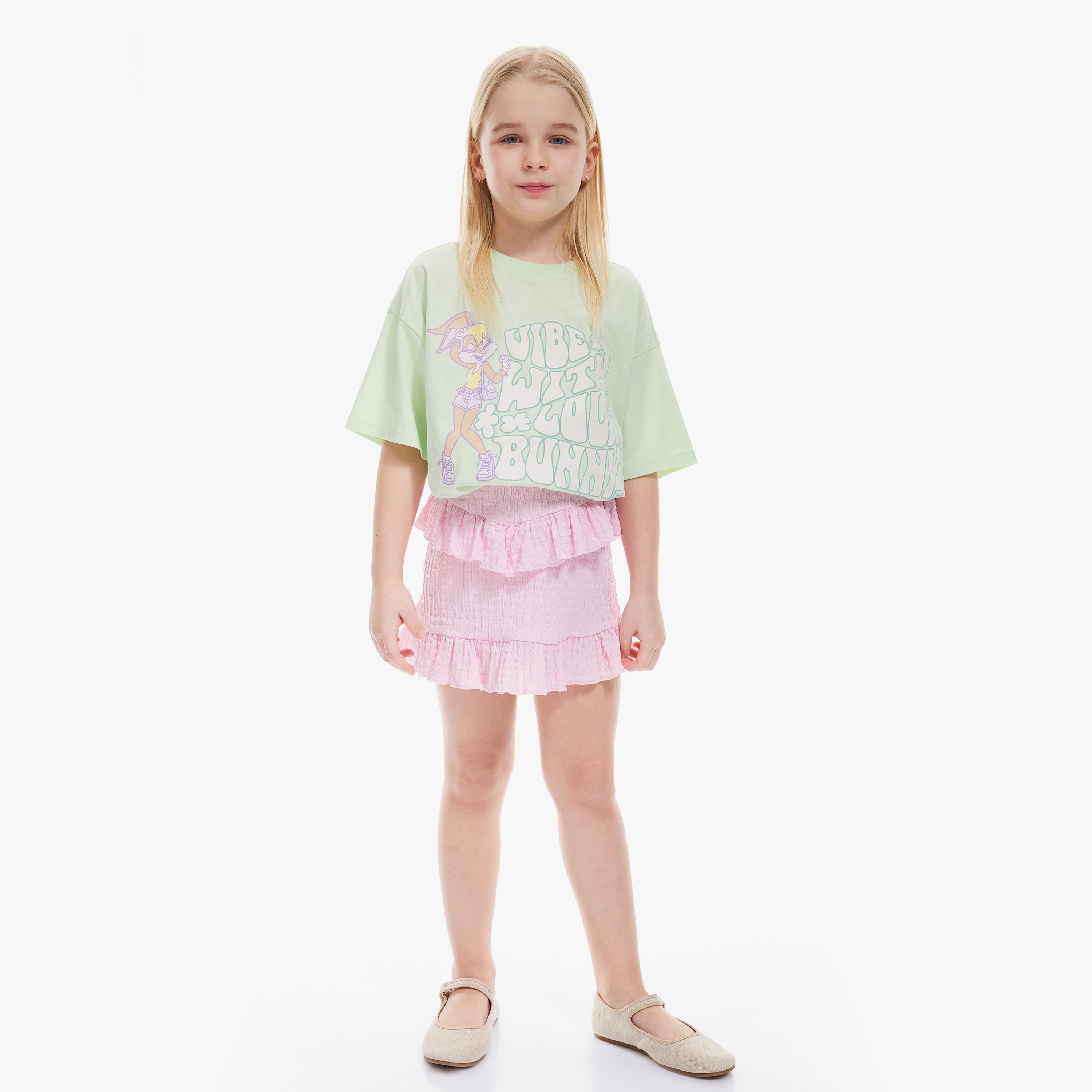 Koton Solid Elasticated Skirt-girls-clothing-bottoms-skirts-image-2