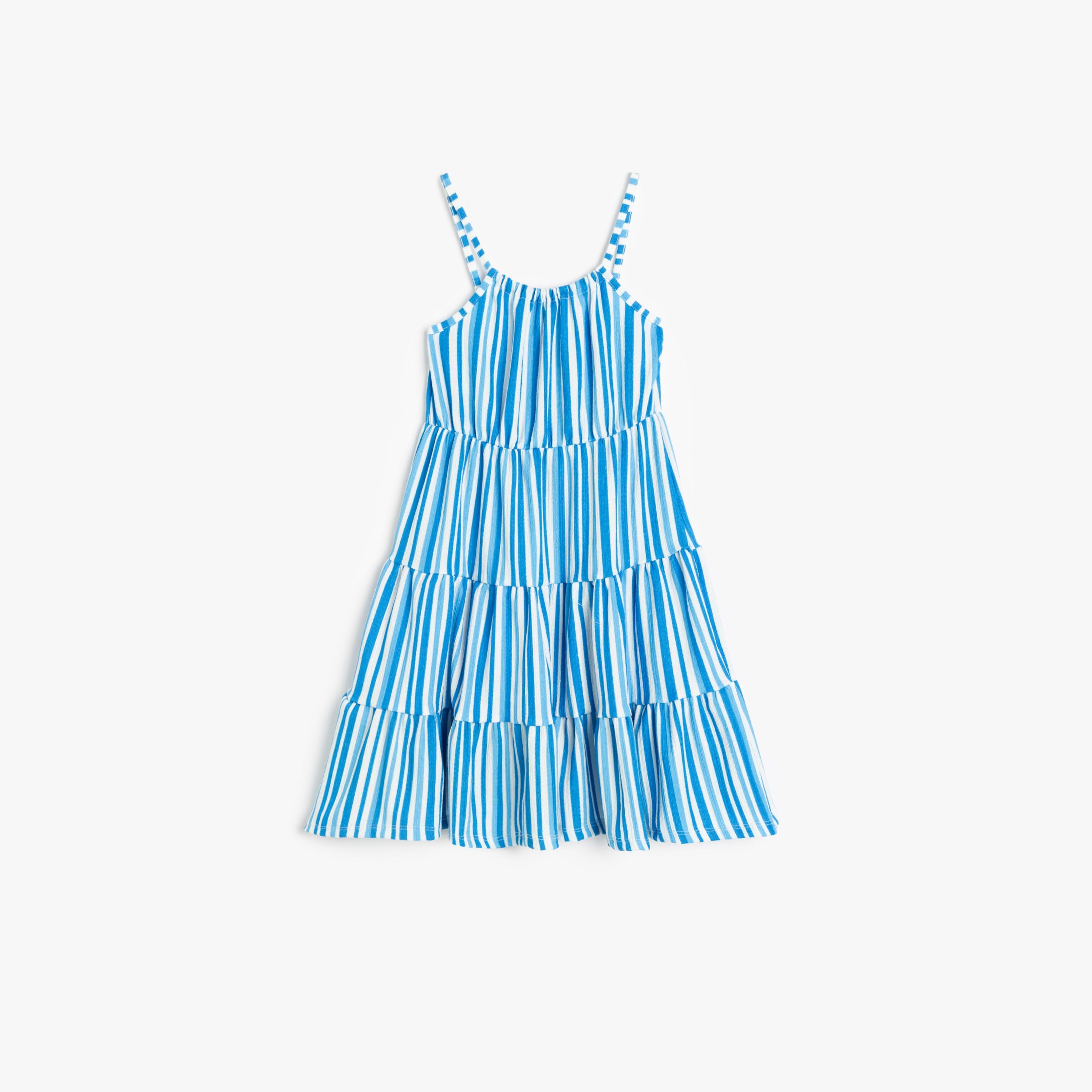 فستان بقصة ايه-لاين بياقة مربعة وبدون أكمام، مخطط من كوتون-girls-clothing-dressesandjumpsuits-image-1