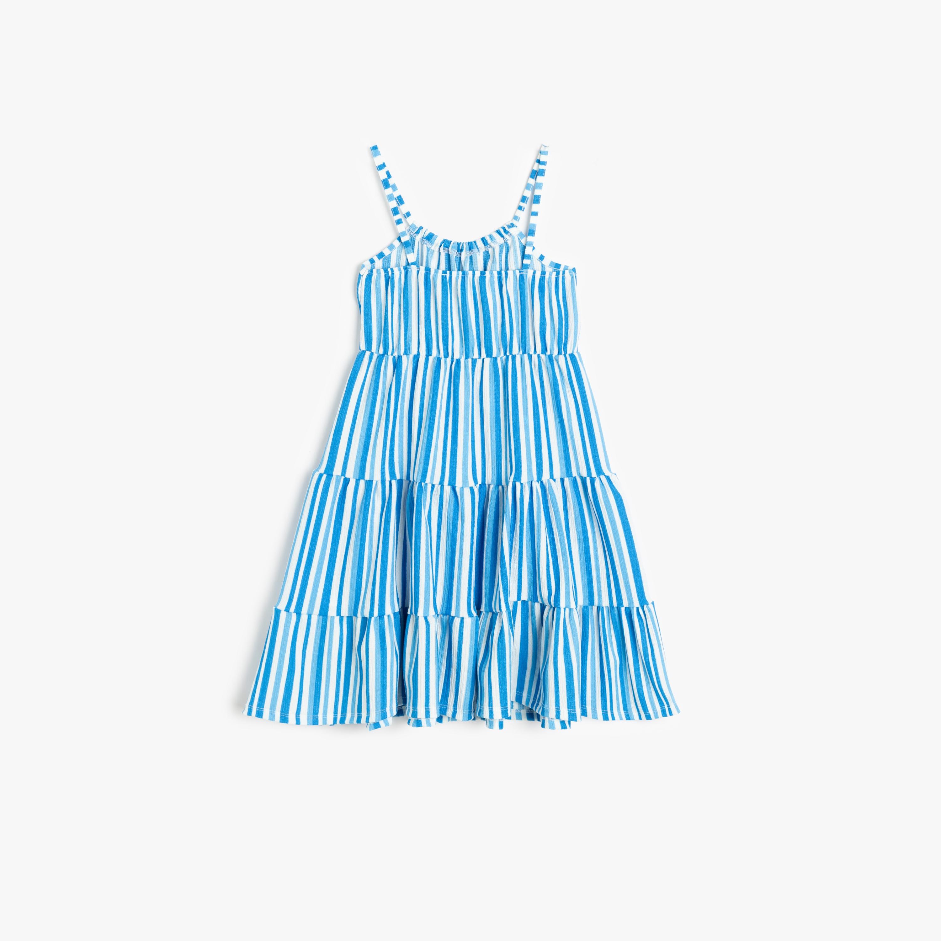 فستان بقصة ايه-لاين بياقة مربعة وبدون أكمام، مخطط من كوتون-girls-clothing-dressesandjumpsuits-image-2