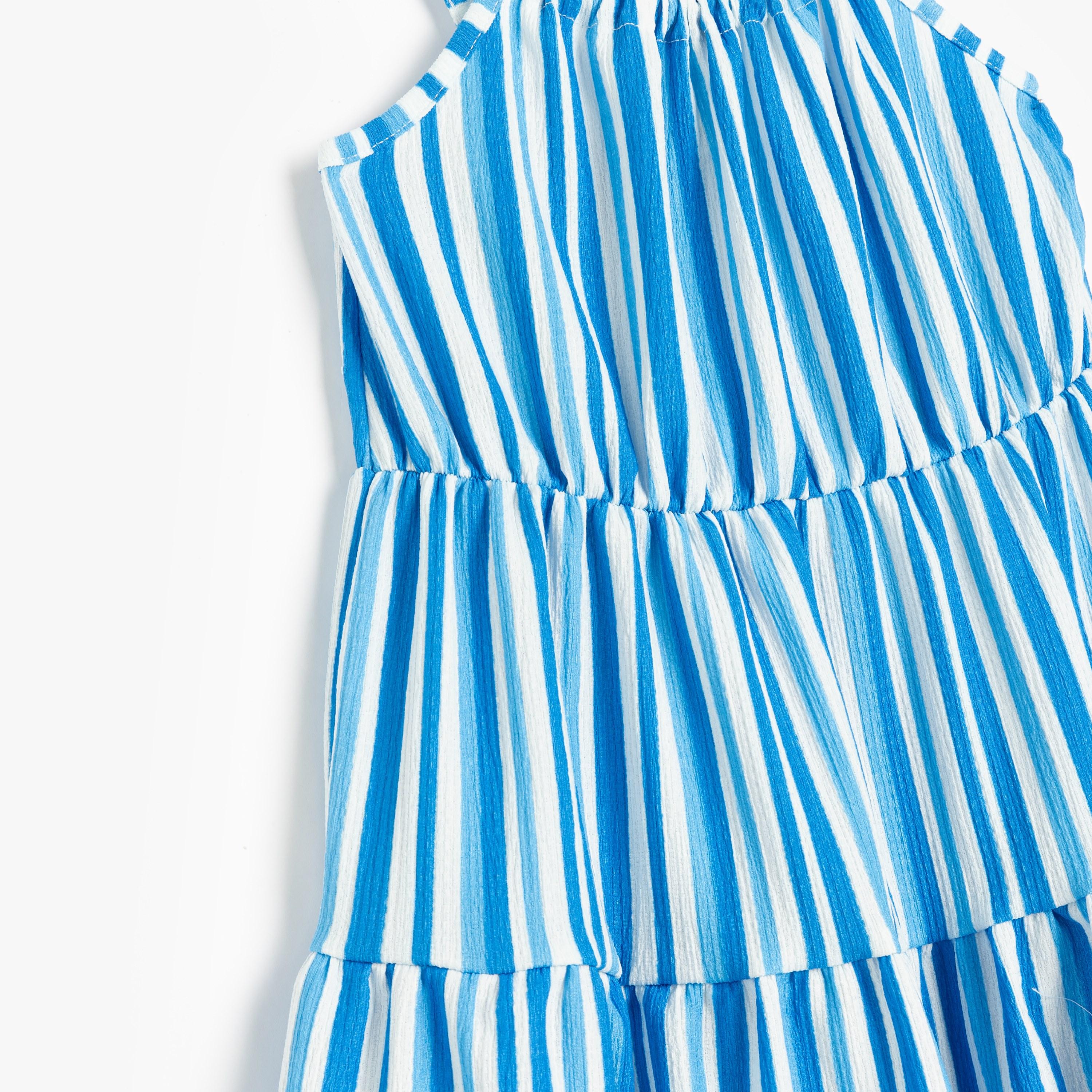 فستان بقصة ايه-لاين بياقة مربعة وبدون أكمام، مخطط من كوتون-girls-clothing-dressesandjumpsuits-image-3