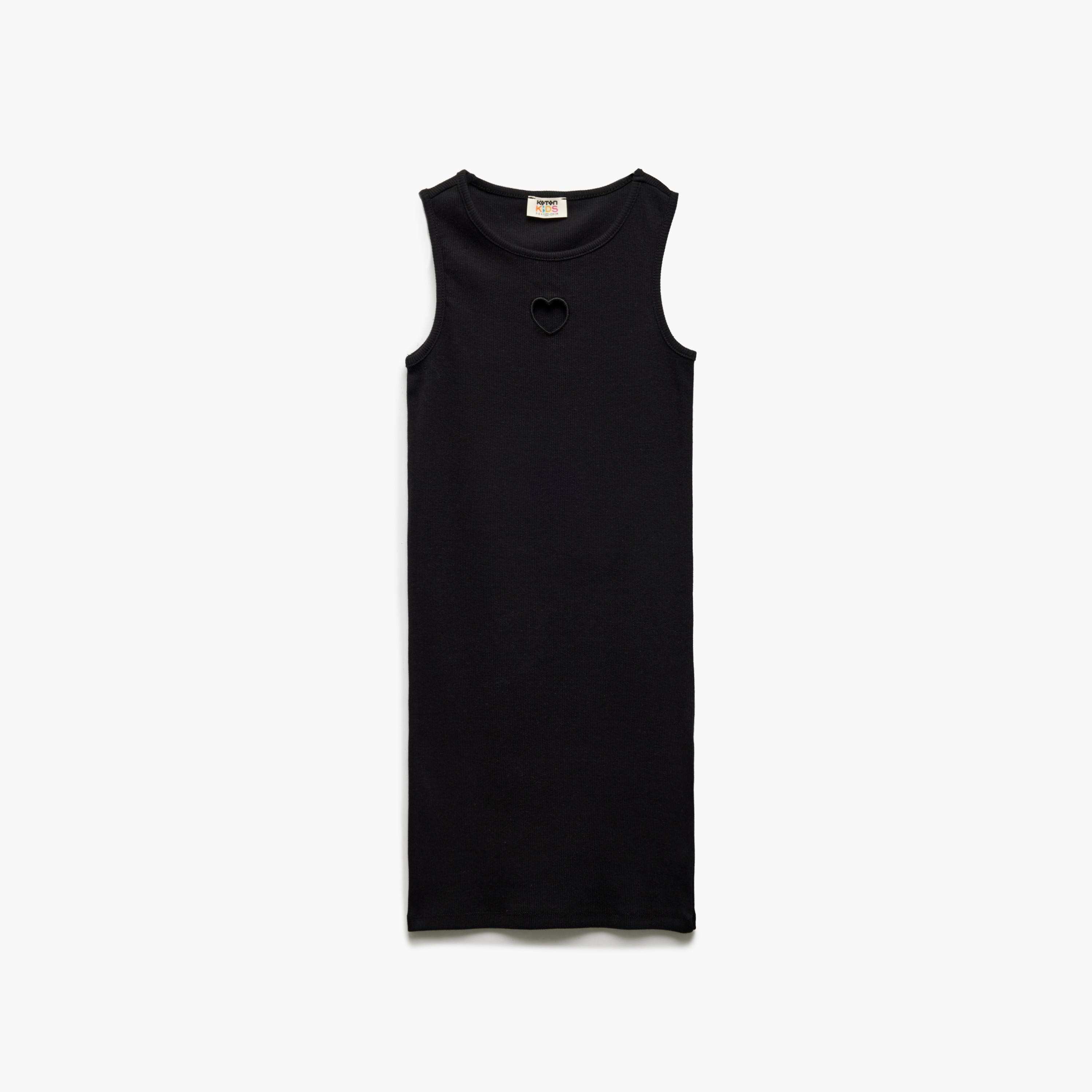 فستان شفت بياقة دائرية وبدون أكمام، سادة من كوتون-girls-clothing-dressesandjumpsuits-image-1