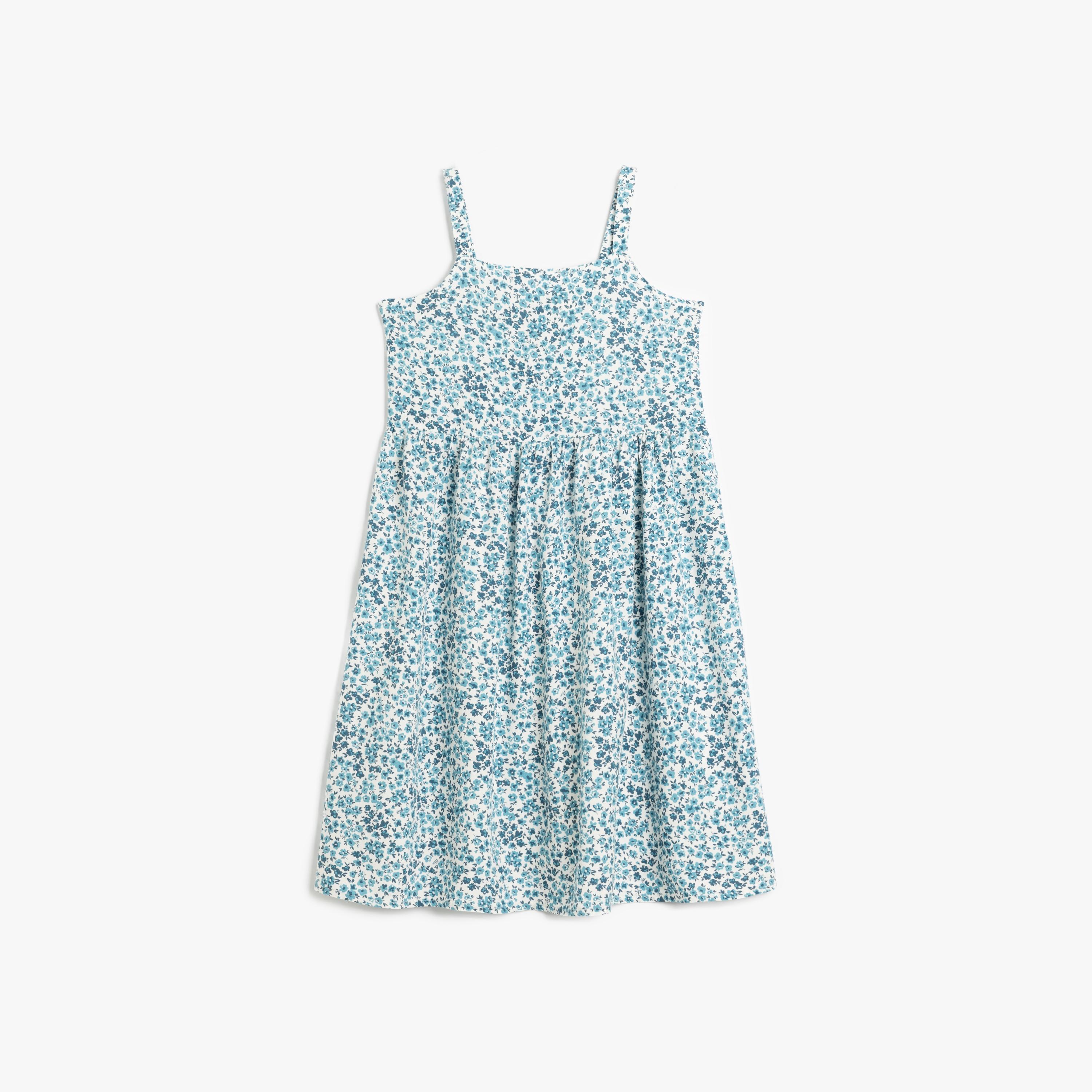 فستان بقصة ايه-لاين بياقة مربعة وبدون أكمام، بنقشة زهور من كوتون-girls-clothing-dressesandjumpsuits-image-1