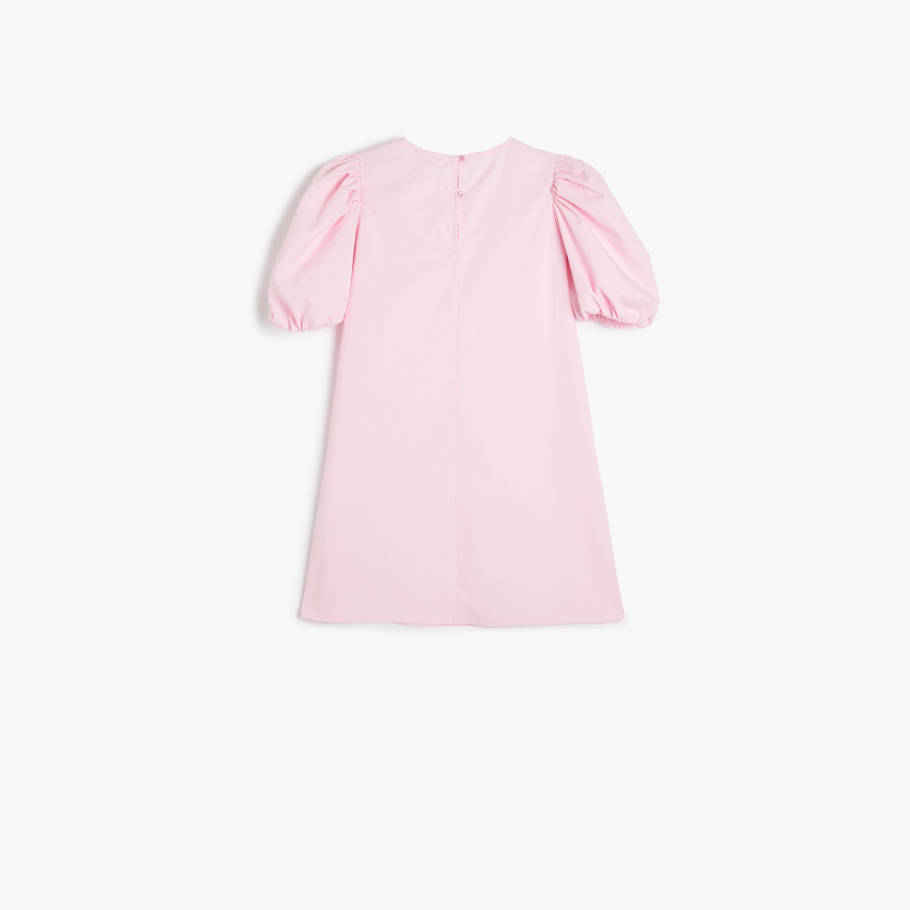 فستان بقصة ايه-لاين بياقة دائرية وأكمام قصيرة، سادة من كوتون-girls-clothing-dressesandjumpsuits-image-2