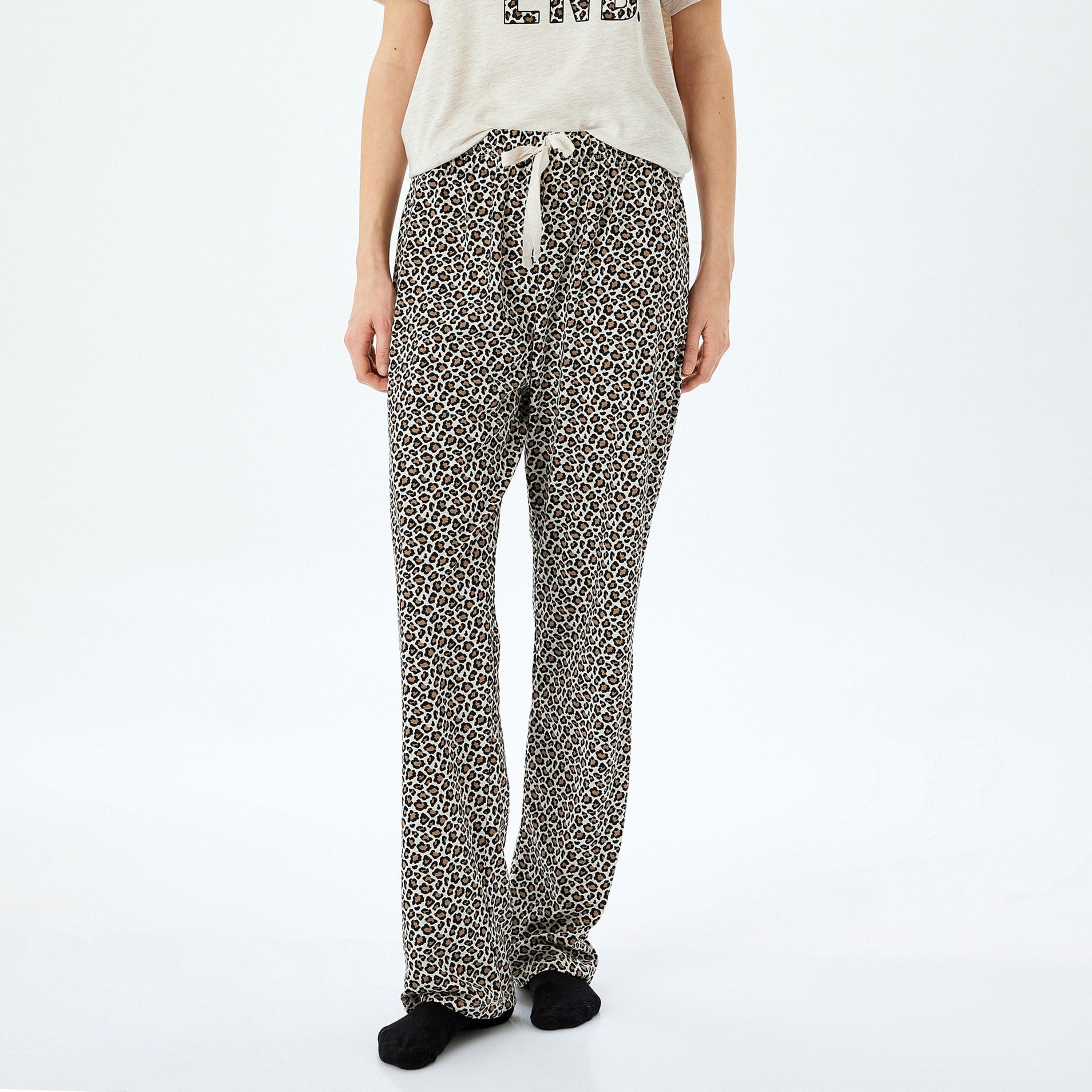 Koton Brown Animal Print Women's T-Shirt and Pyjama Set-women-clothing-nightwear-pyjamas-longsets-image-3