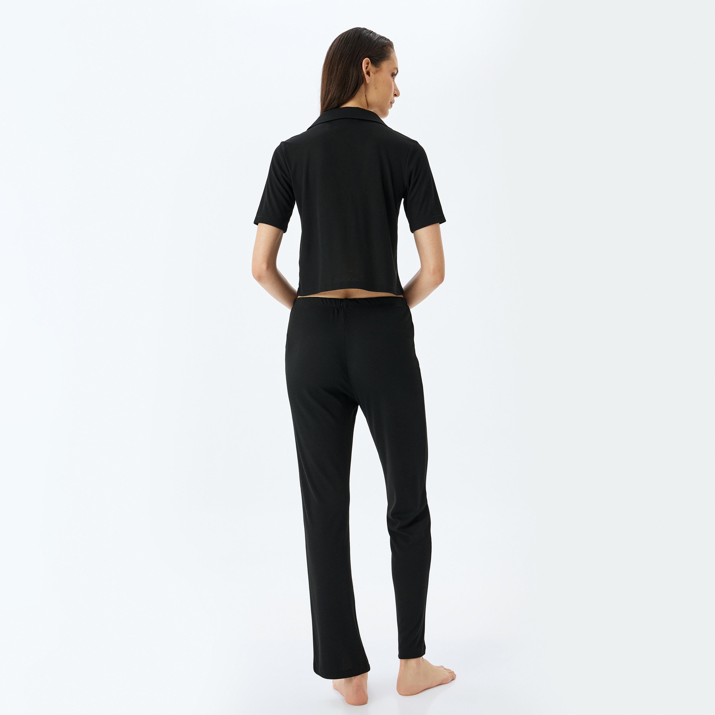 Koton Black Ribbed Women's Shirt and Pyjama Set-women-clothing-nightwear-pyjamas-longsets-image-6
