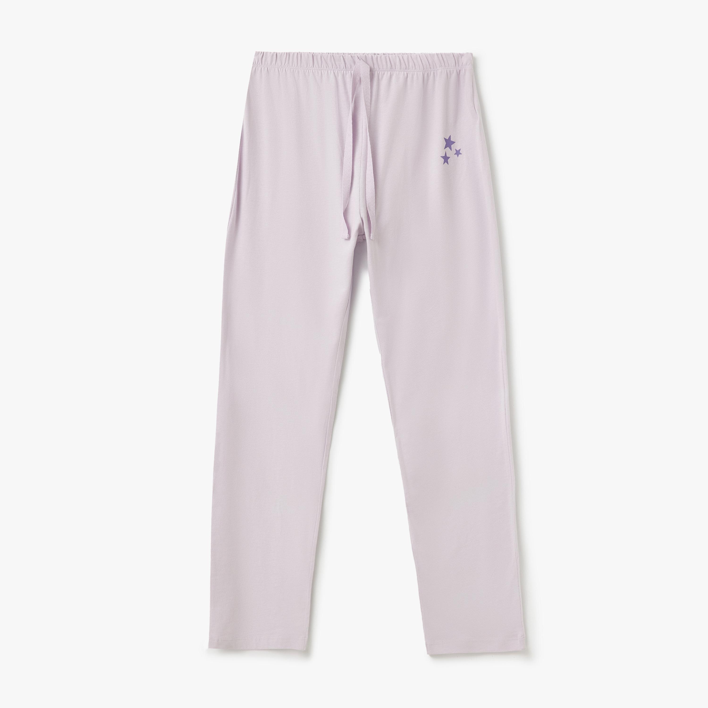Koton Lilac Printed Women's T-Shirt and Pyjama Set-women-clothing-nightwear-pyjamas-longsets-image-3