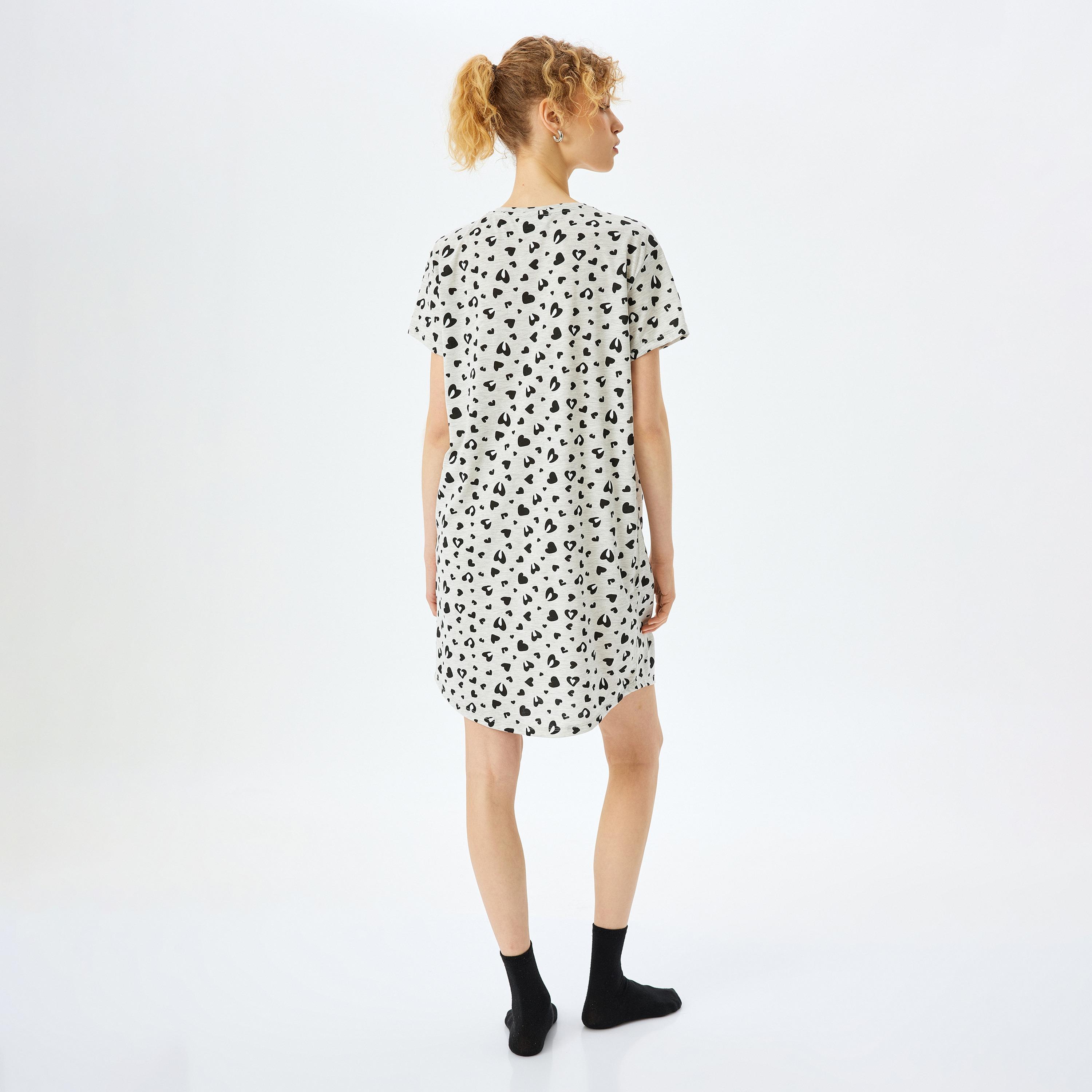 Koton Grey Printed Women's Night Dress-women-clothing-nightwear-nighties-image-3