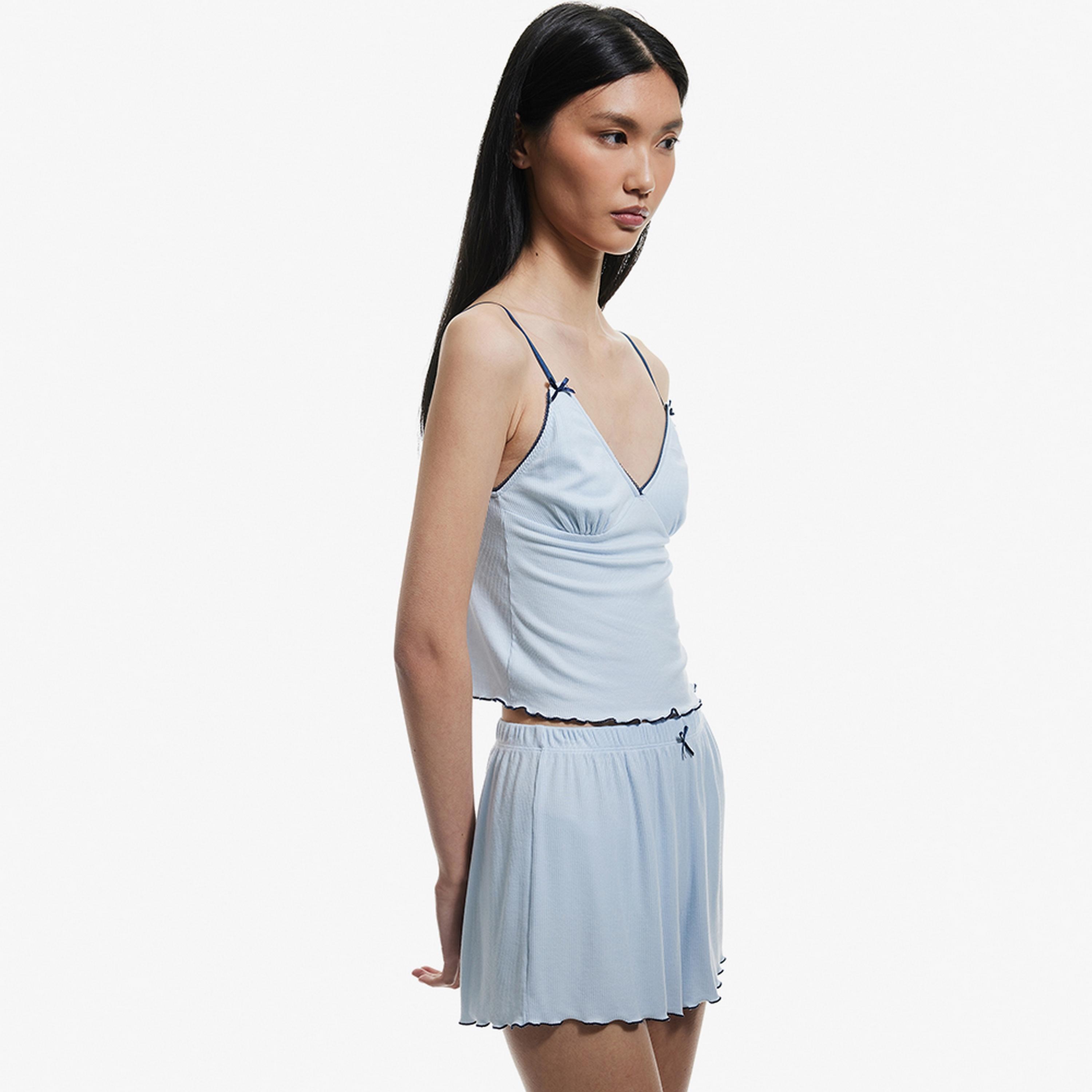 KOTON Blue Elasticated Women's Shorts-women-clothing-bottoms-shorts-image-3