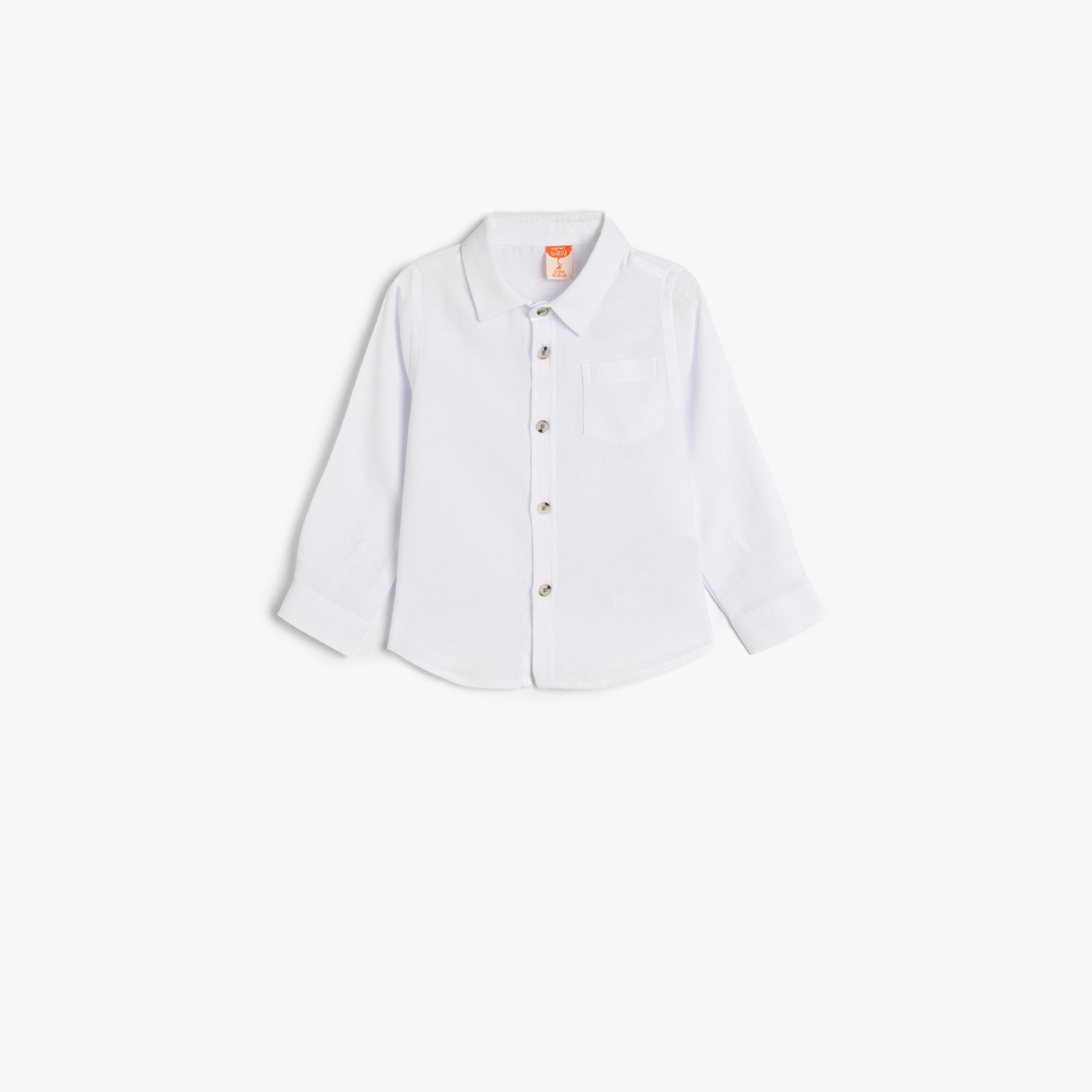Koton Long Sleeves Collar Neck Solid Shirt-boys-clothing-shirts-image-1