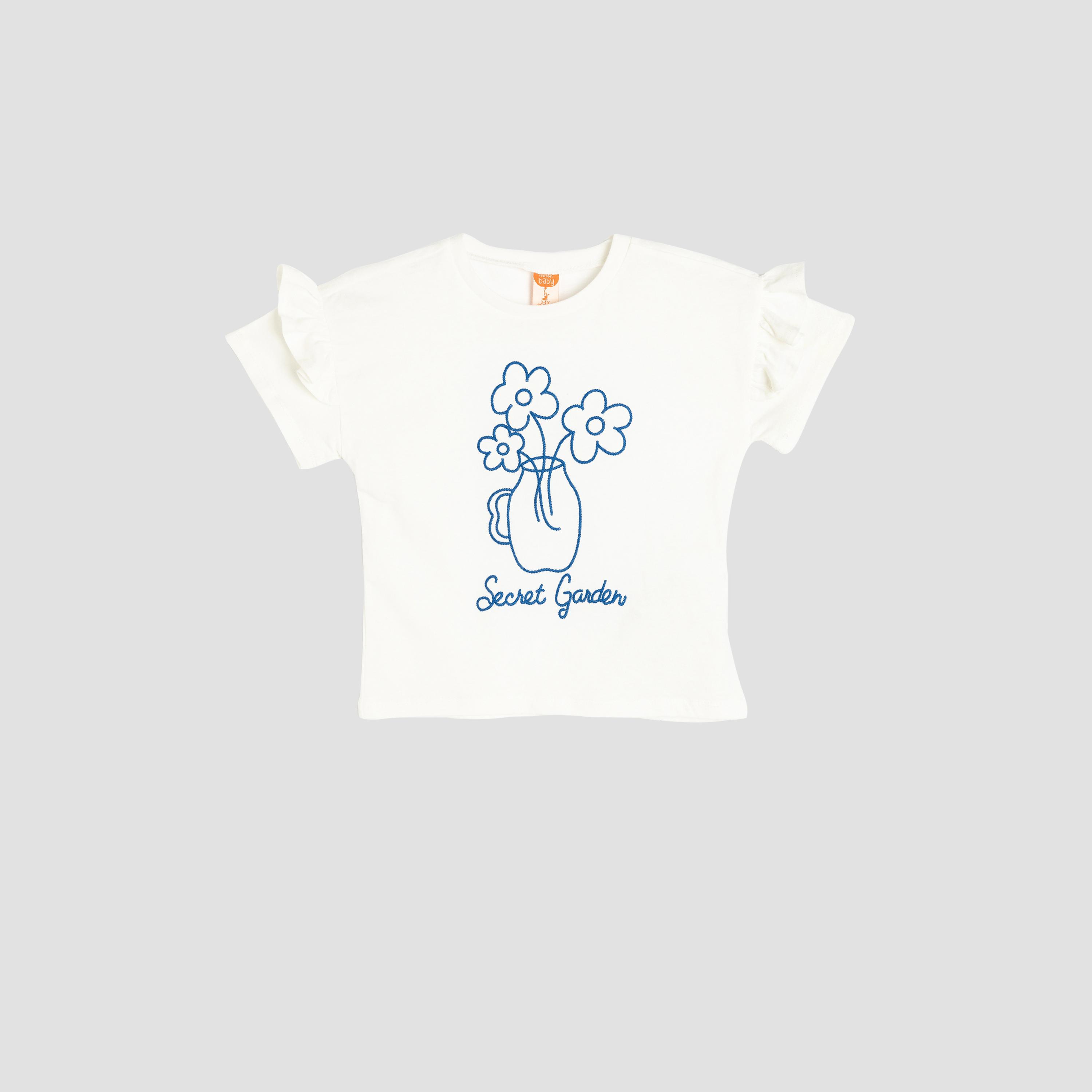 تيشيرت بياقة دائرية وأكمام قصيرة، مطبوع من كوتون-girls-clothing-tshirts-image-1