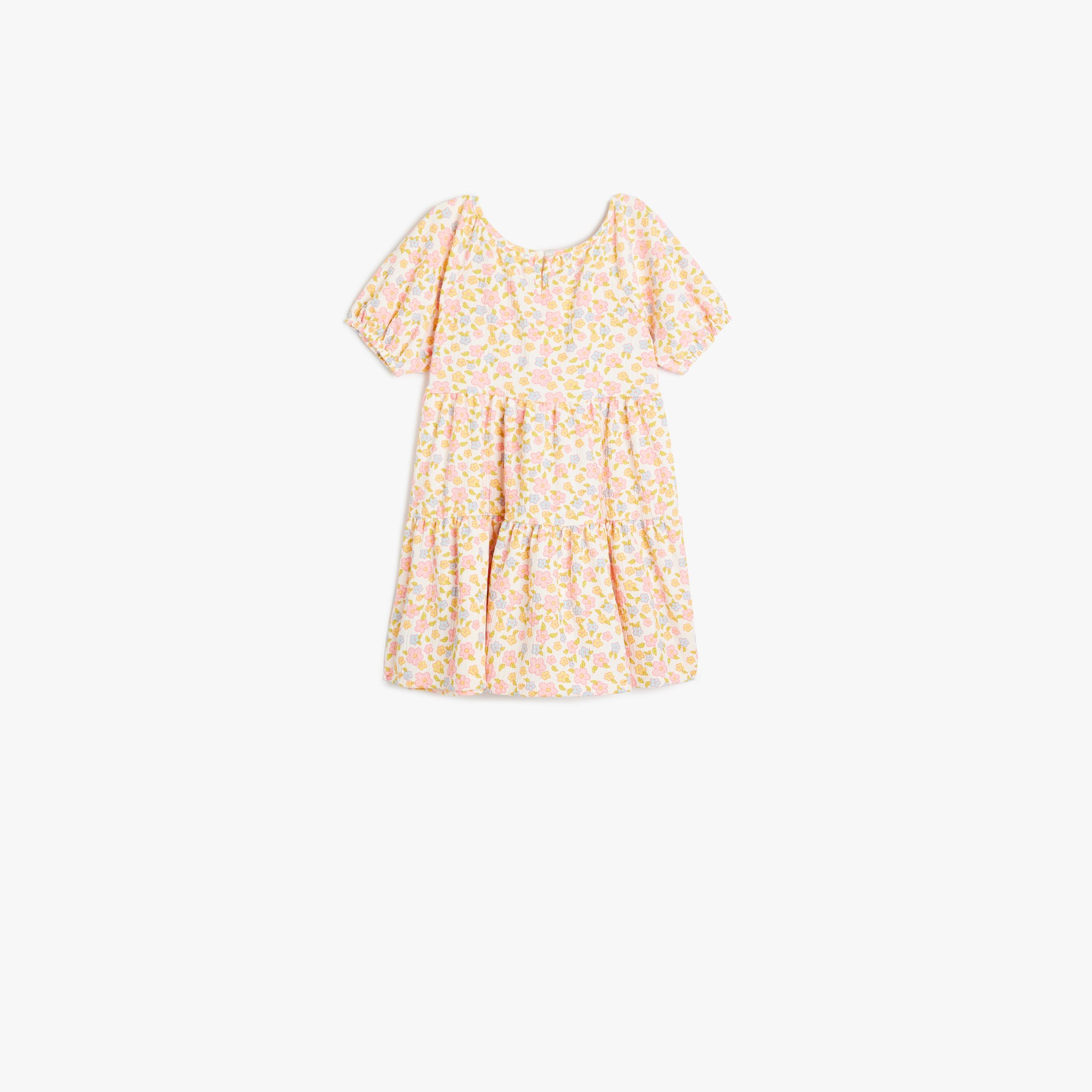 فستان بقصة ايه-لاين بياقة دائرية وأكمام قصيرة، بنقشة زهور من كوتون-girls-clothing-dressesandjumpsuits-image-2