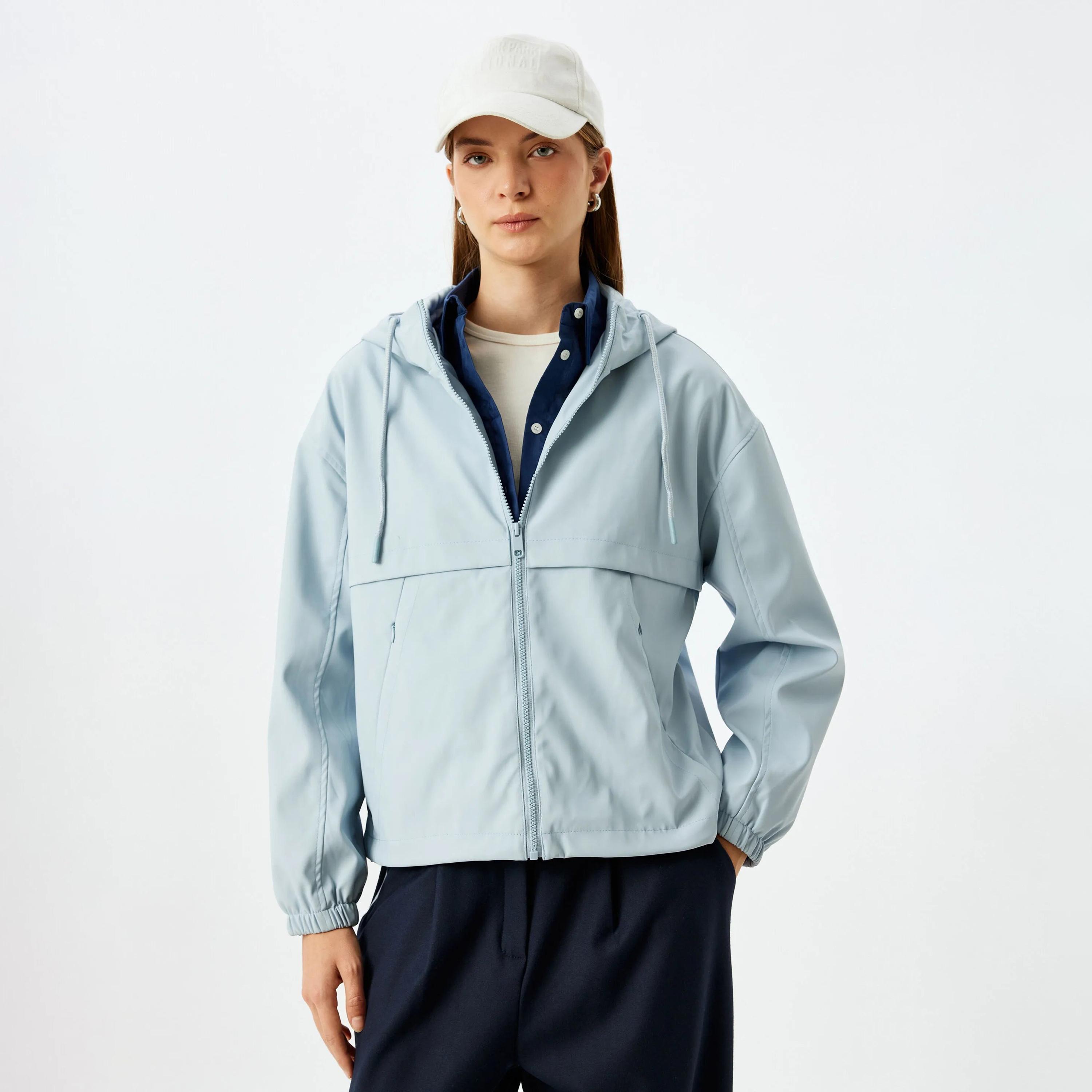 KOTON Blue Hooded Neck Women's Jacket-women-winterwear-coatsandjackets-jackets-image-1
