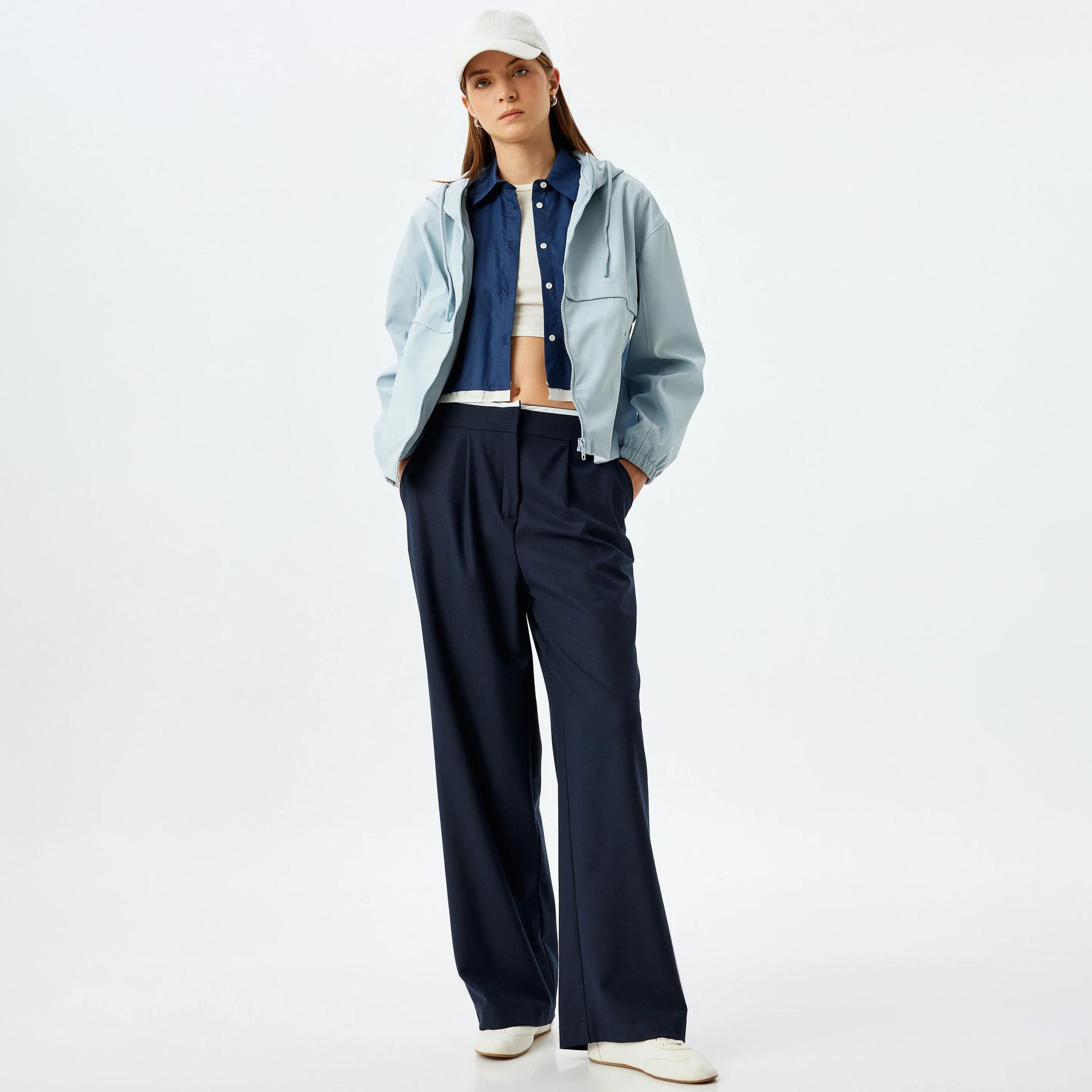 KOTON Blue Hooded Neck Women's Jacket-women-winterwear-coatsandjackets-jackets-image-2