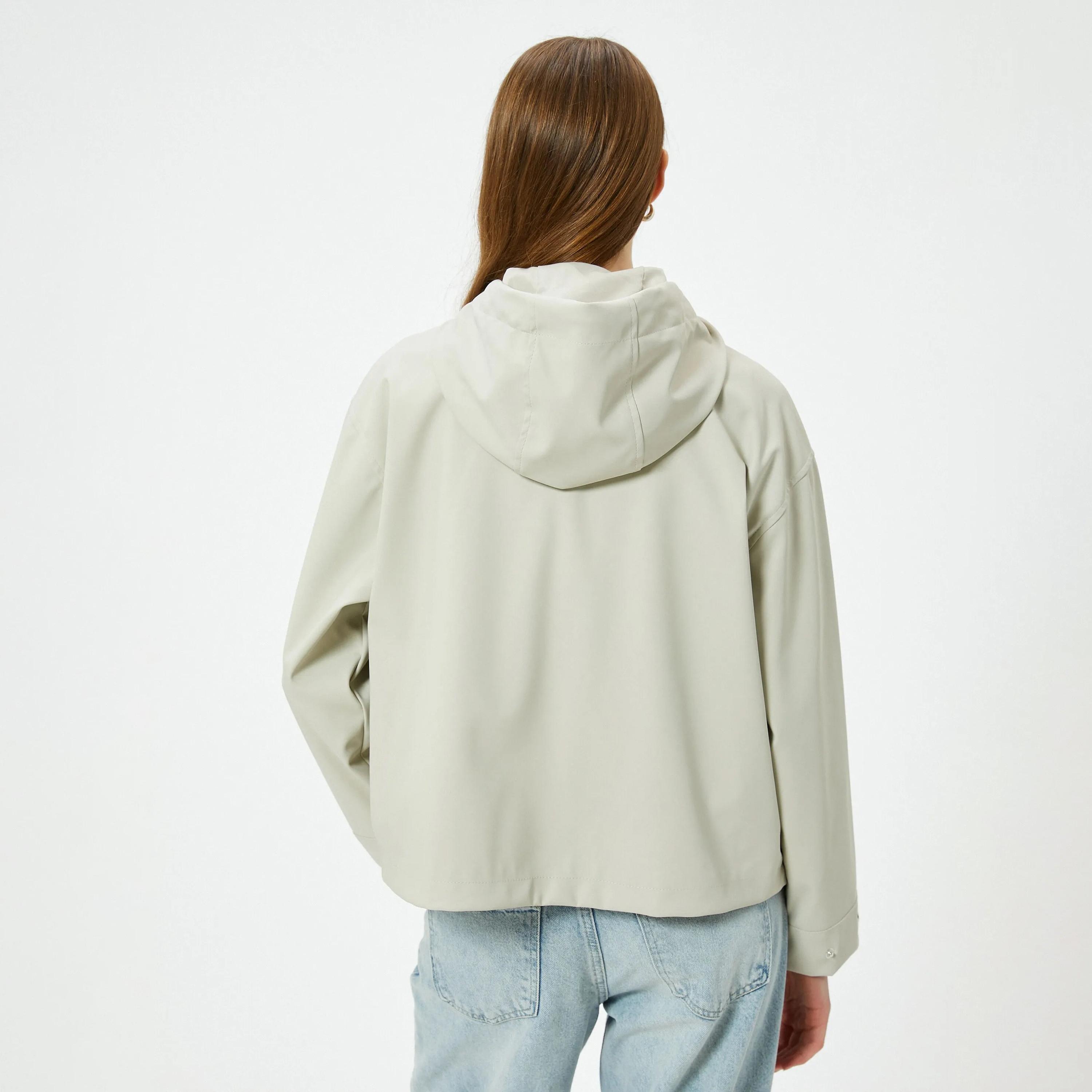 KOTON Grey Hooded Neck Women's Jacket-women-clothing-coatsandjackets-jackets-image-3