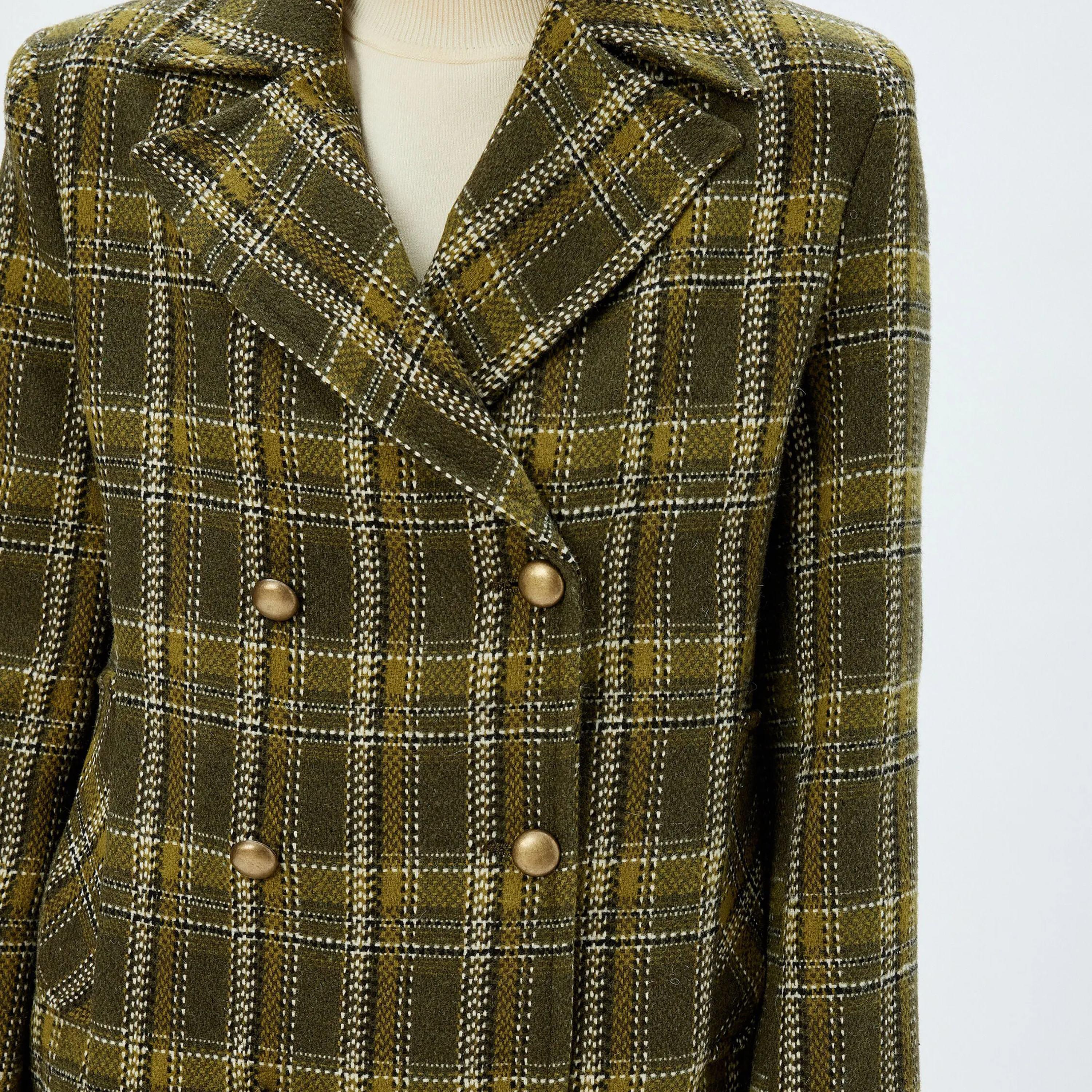 KOTON Green Tweed Lapel collar Women's Double Breasted Coat-women-clothing-coatsandjackets-coats-image-4