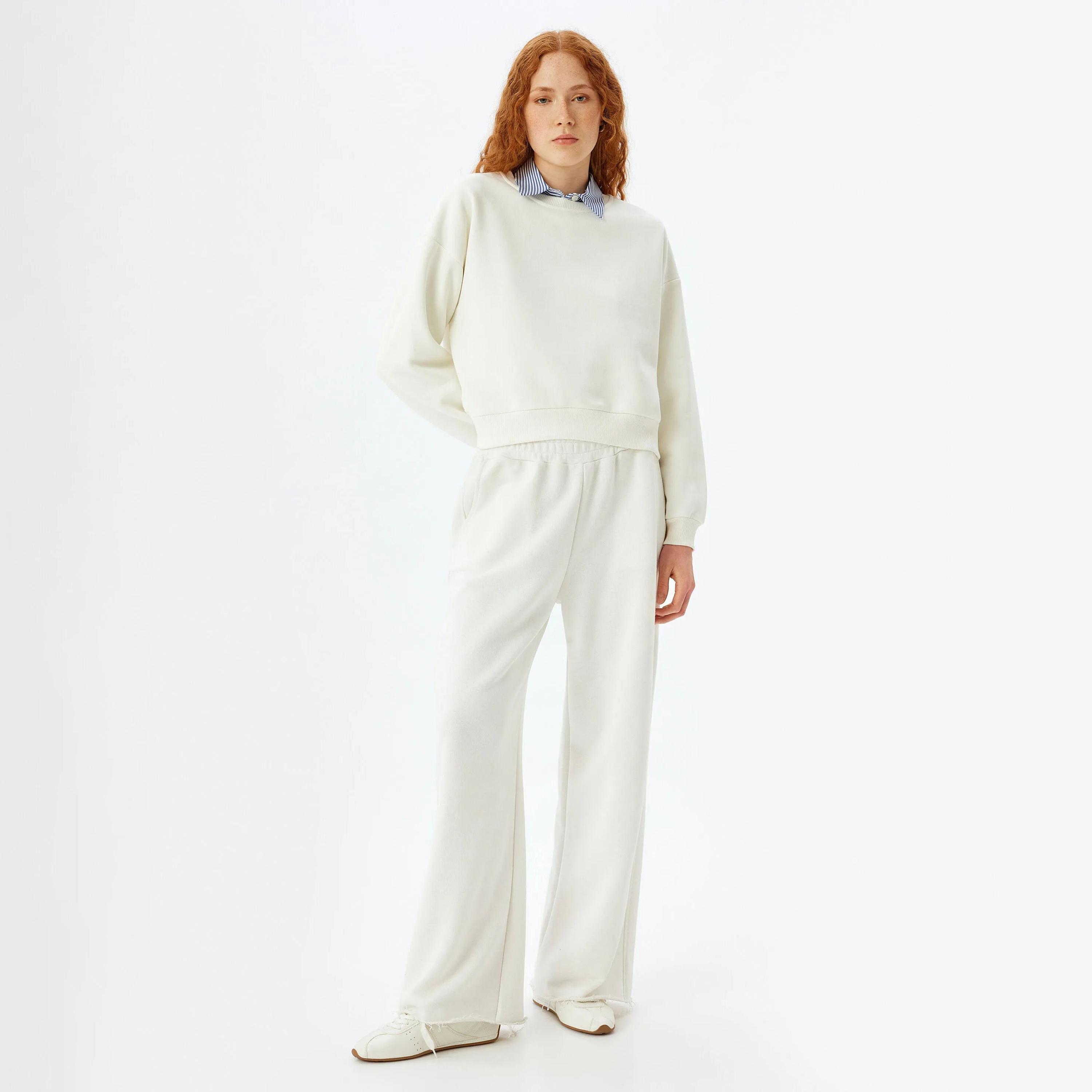 KOTON White Dropped Sleeves Women's Sweatshirt-women-clothing-hoodiesandsweatshirts-sweatshirts-image-2