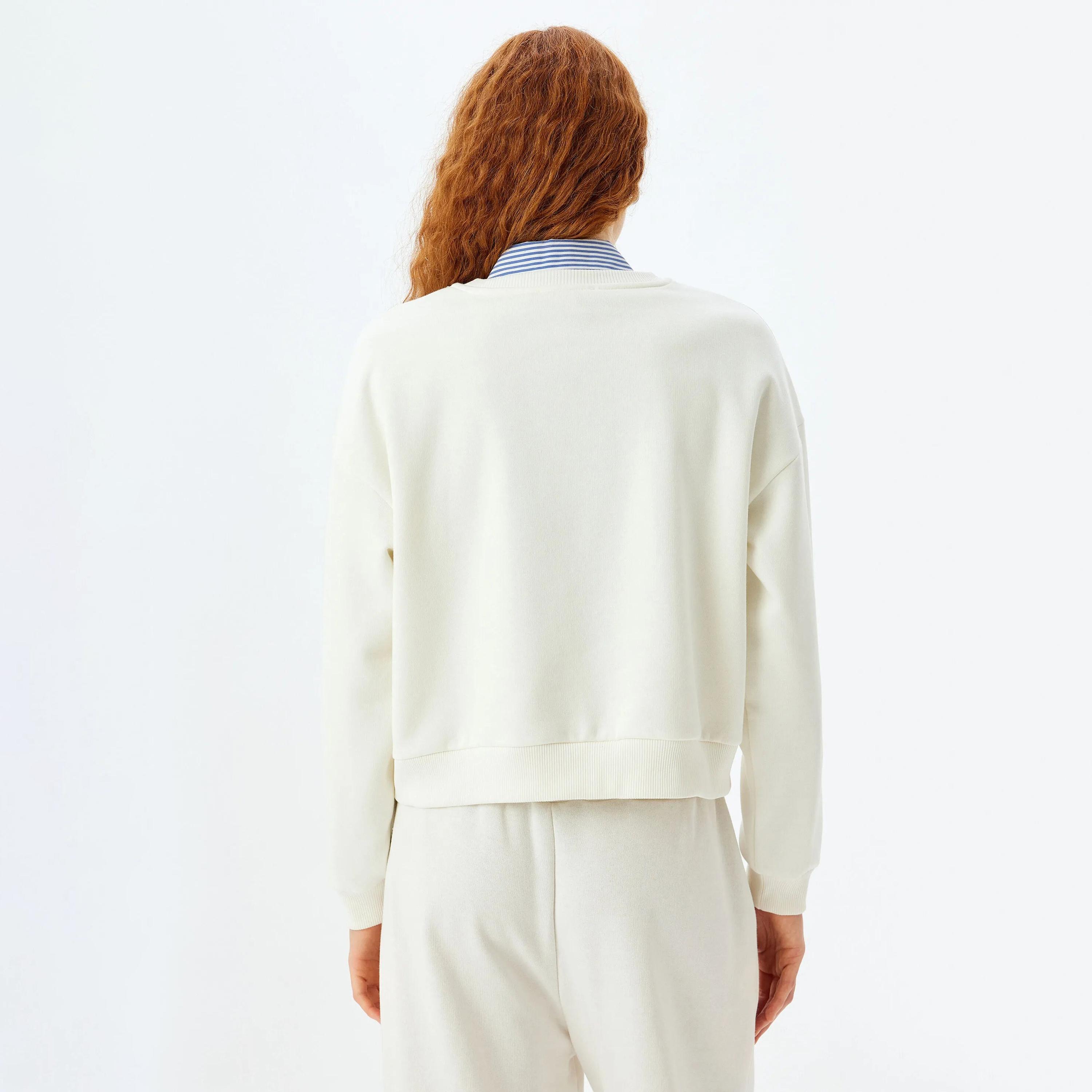 KOTON White Dropped Sleeves Women's Sweatshirt-women-clothing-hoodiesandsweatshirts-sweatshirts-image-3