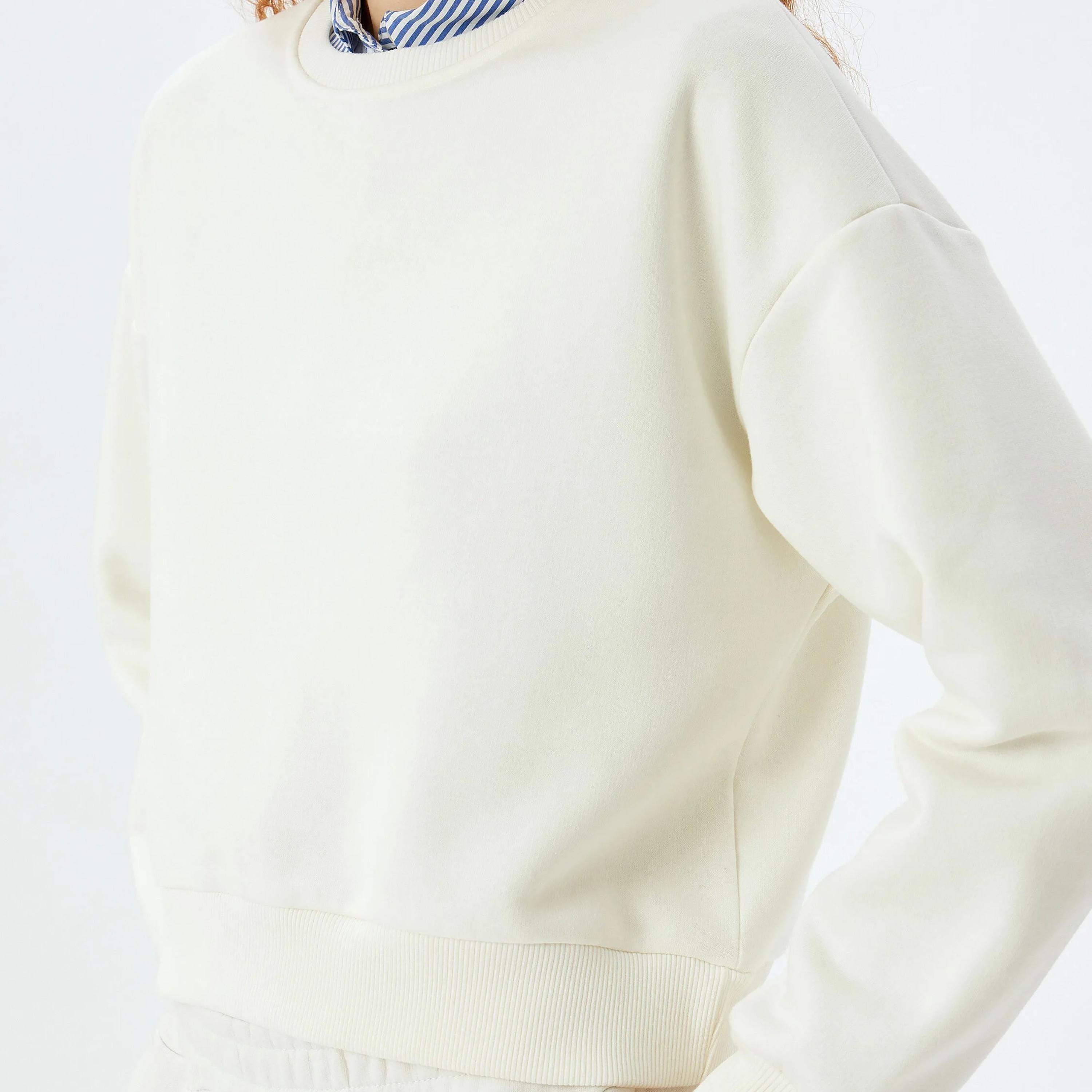KOTON White Dropped Sleeves Women's Sweatshirt-women-clothing-hoodiesandsweatshirts-sweatshirts-image-4