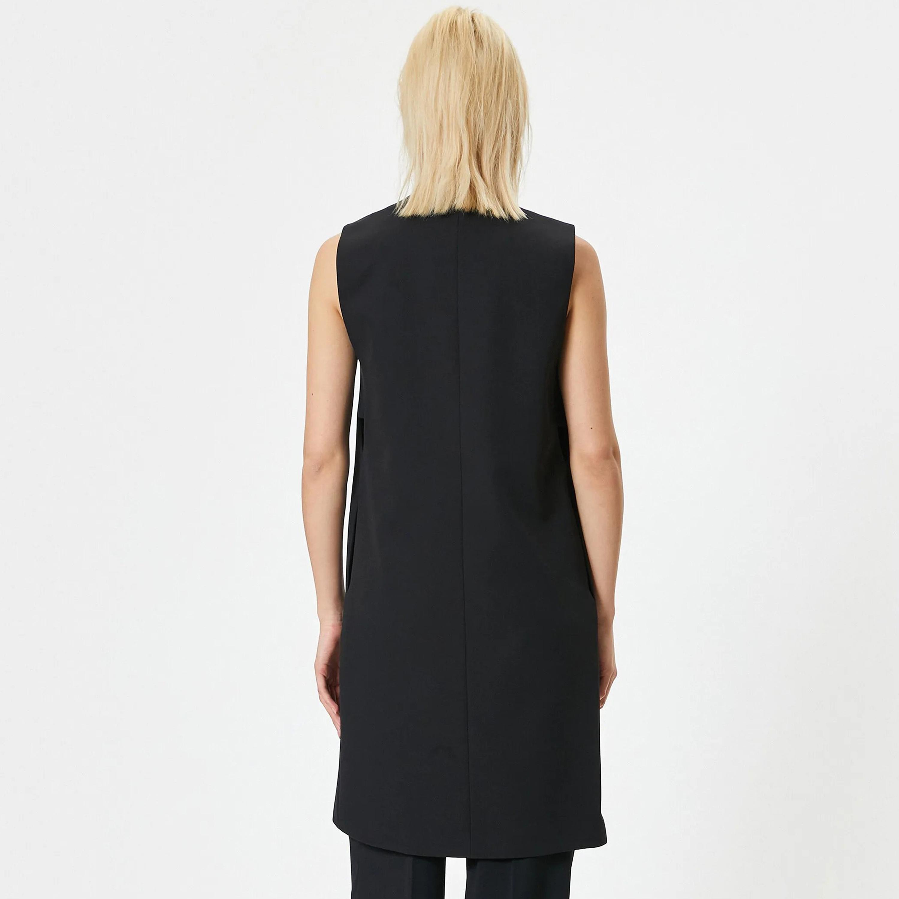 بليزر نسائي أسود اللون ذو ياقة صدر واحدة من كوتون-women-clothing-coatsandjackets-blazers-image-23