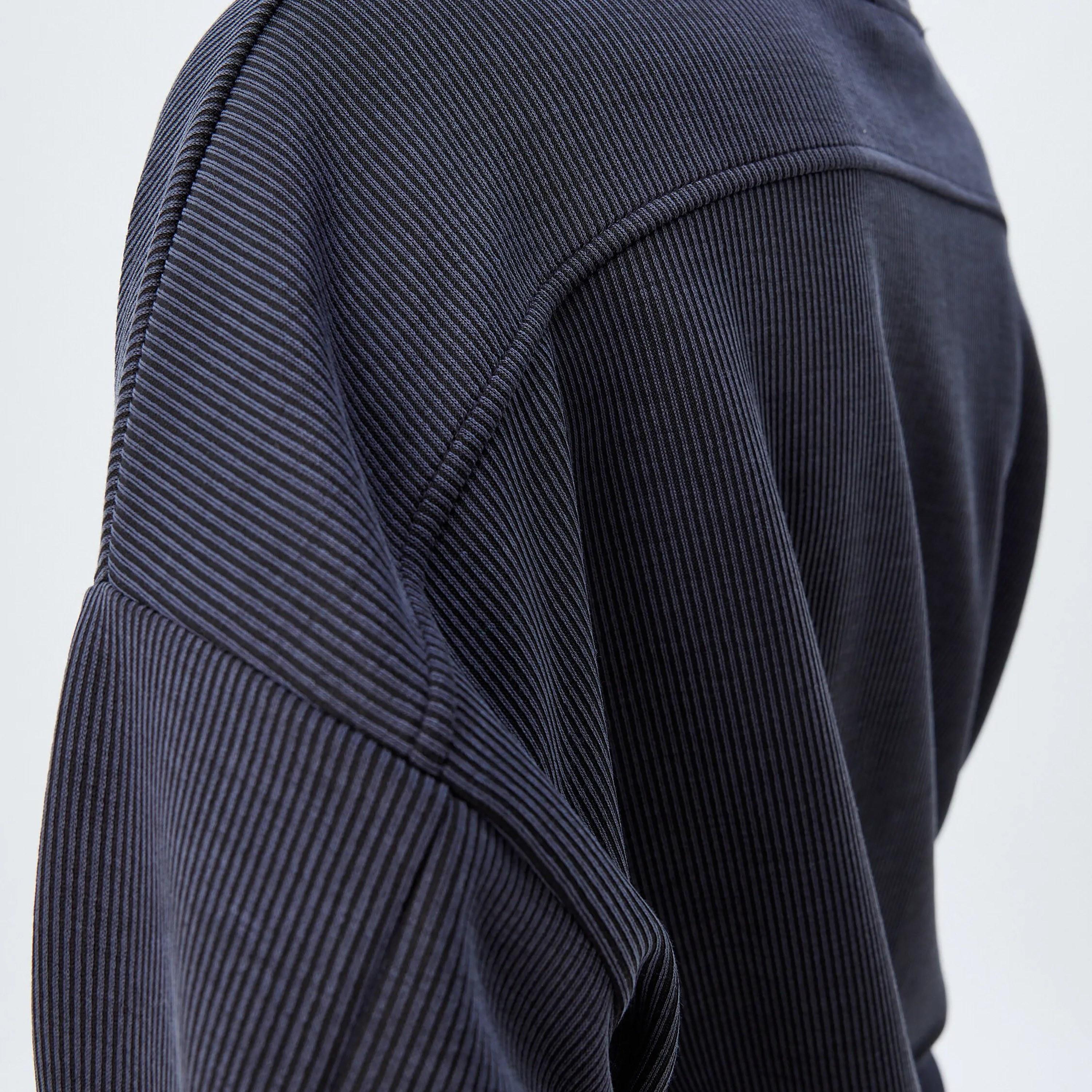 KOTON Blue Textured Dropped Sleeves Women's Sweatshirt-women-clothing-hoodiesandsweatshirts-sweatshirts-image-4