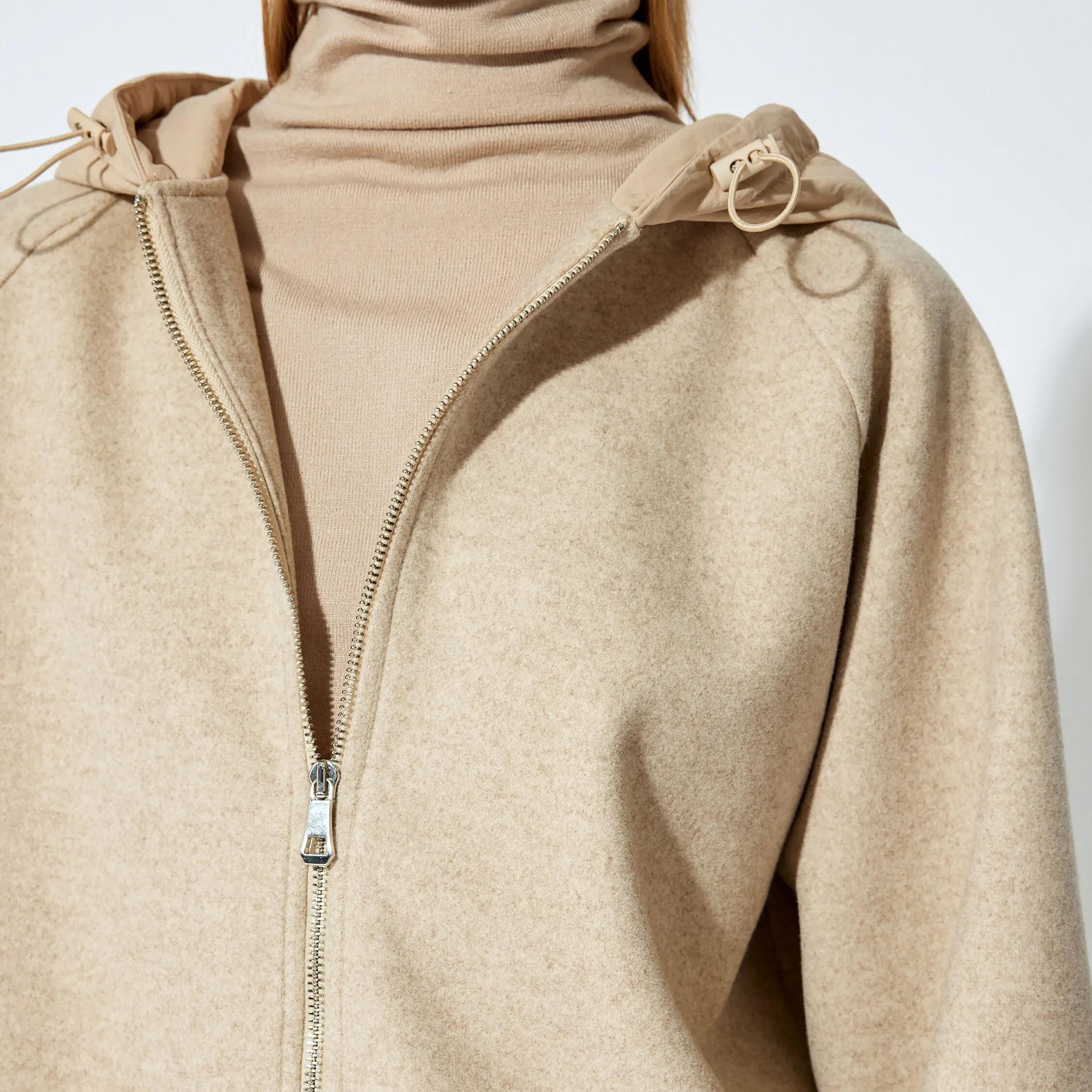 KOTON Beige Hooded Neck Raglan Sleeves Women's Sweatshirt-women-clothing-hoodiesandsweatshirts-sweatshirts-image-4