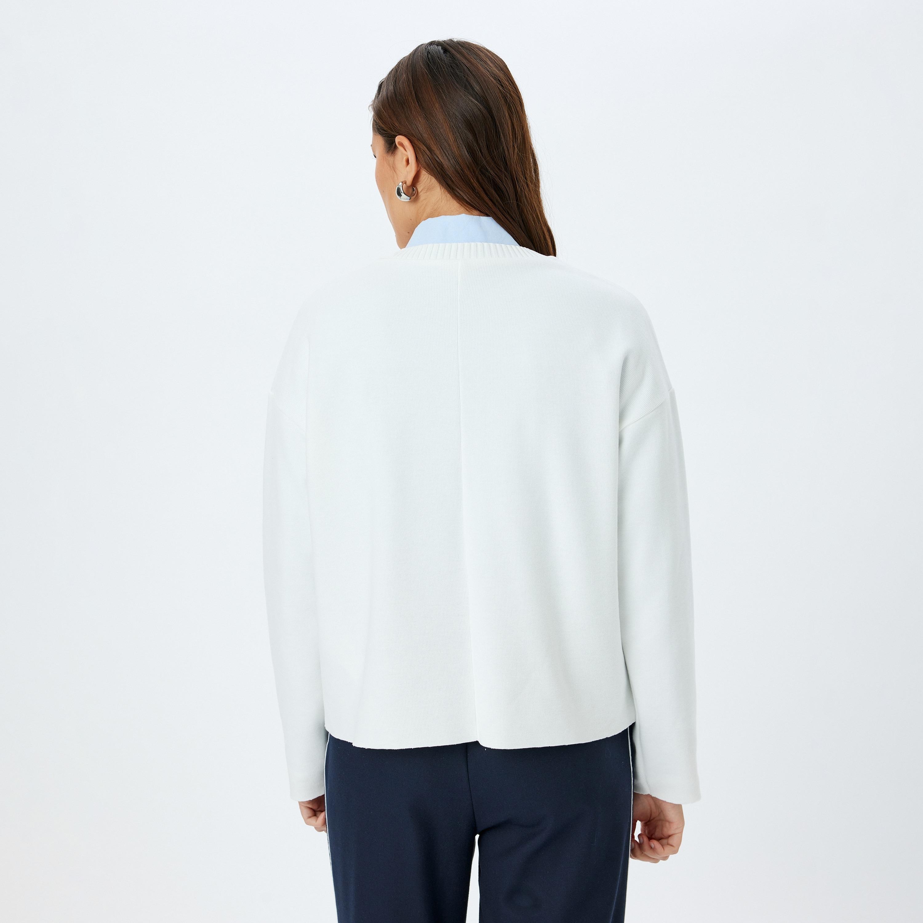 كوتون الأبيض العادي بأكمام دائرية بأكمام منخفضة كنزة نسائية-women-winterwear-hoodiesandsweatshirts-sweatshirts-image-2