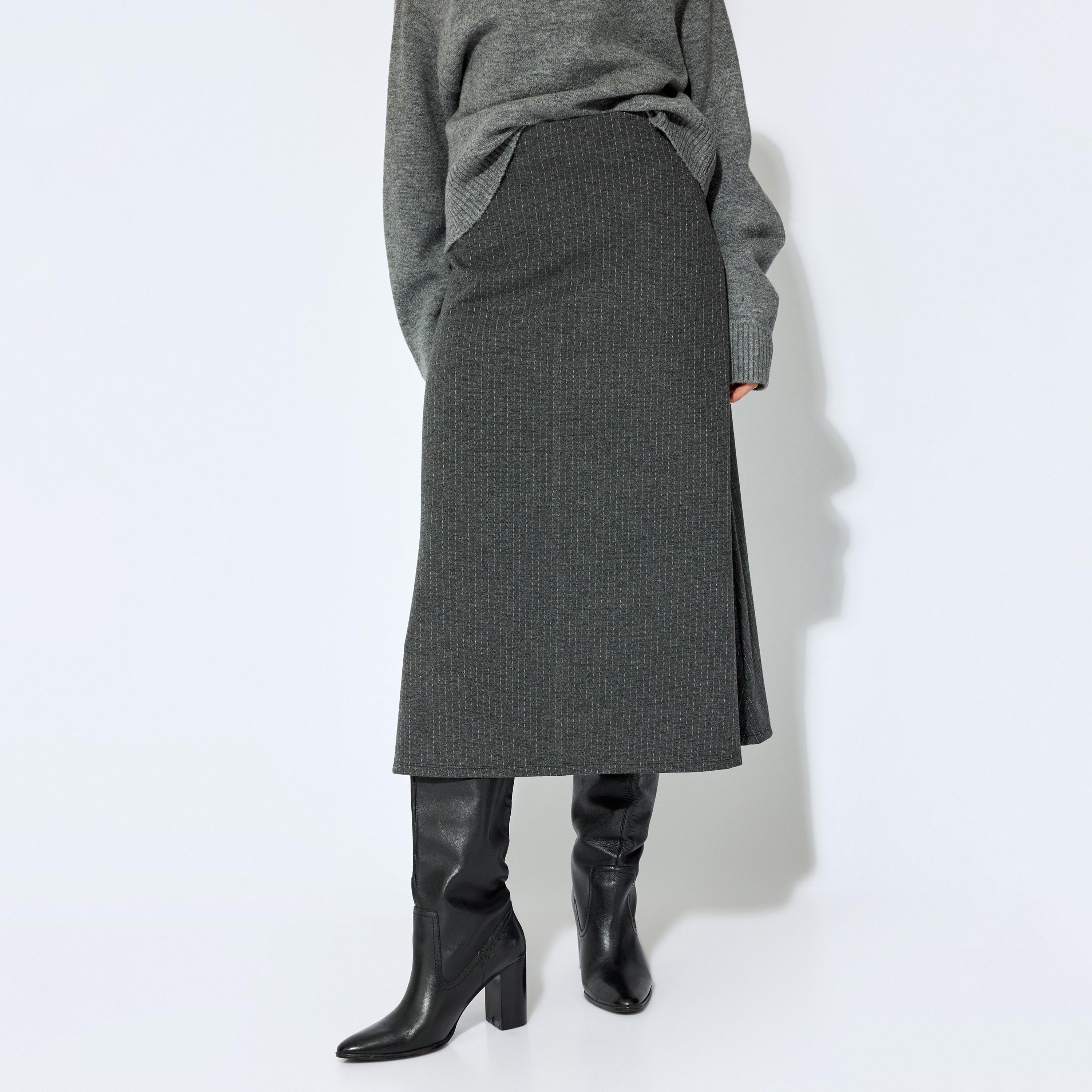 KOTON Grey Striped A-Line Women's Skirt-women-clothing-skirts-image-1