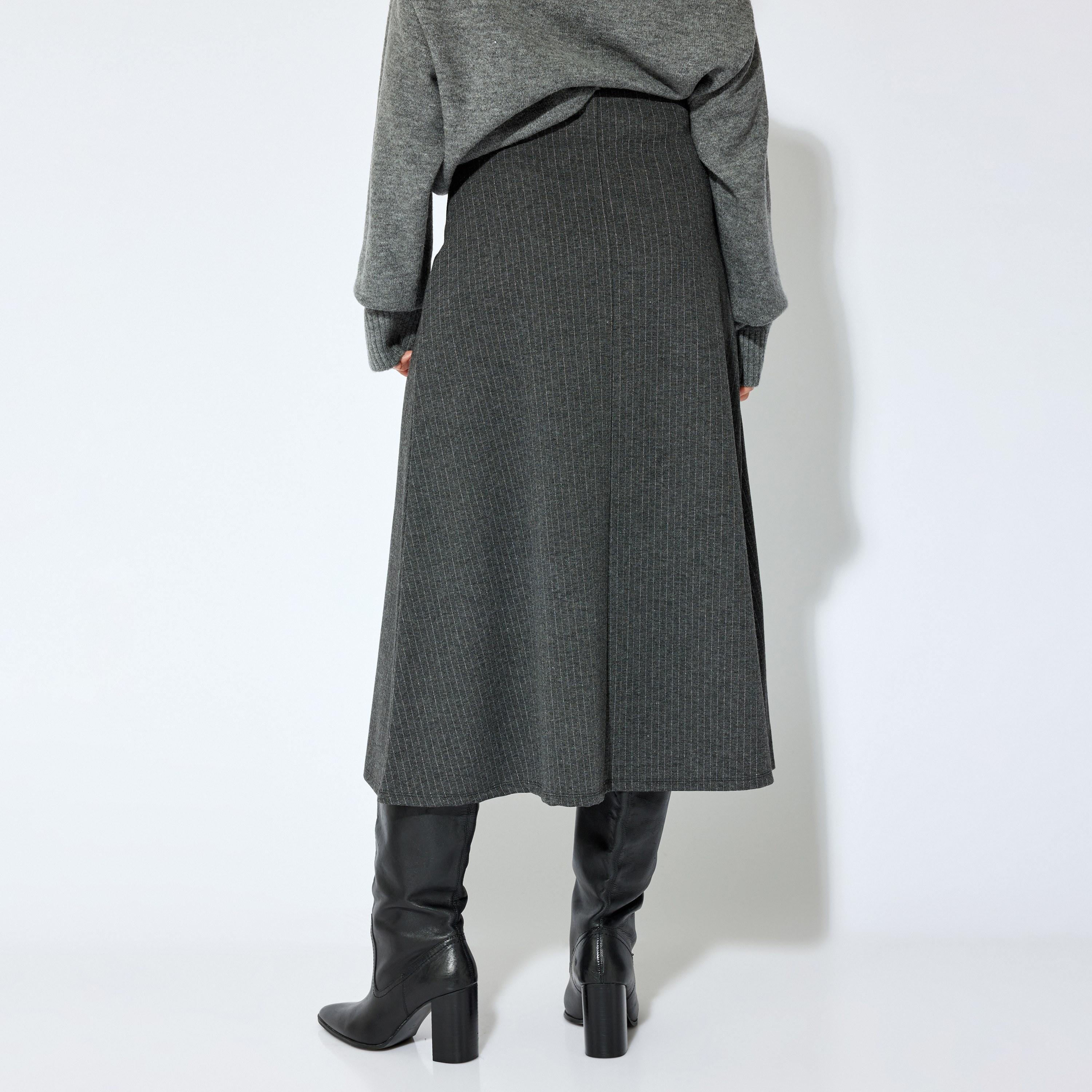KOTON Grey Striped A-Line Women's Skirt-women-clothing-skirts-image-3