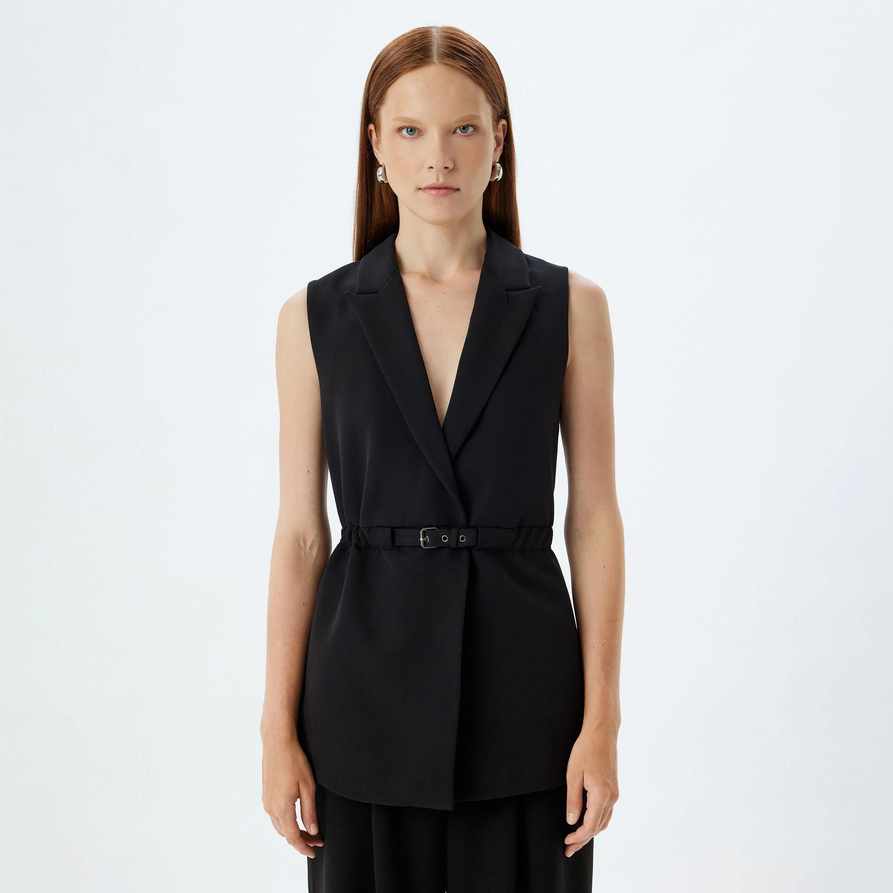 KOTON Black Lapel collar Women's Blazer-women-clothing-coatsandjackets-blazers-image-1